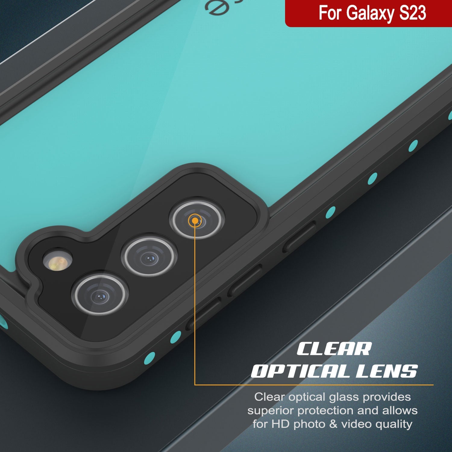 Capa à prova d'água para Galaxy S23 PunkCase StudStar Teal Fina 6,6 pés Subaquática IP68 à Prova de Choque/Neve