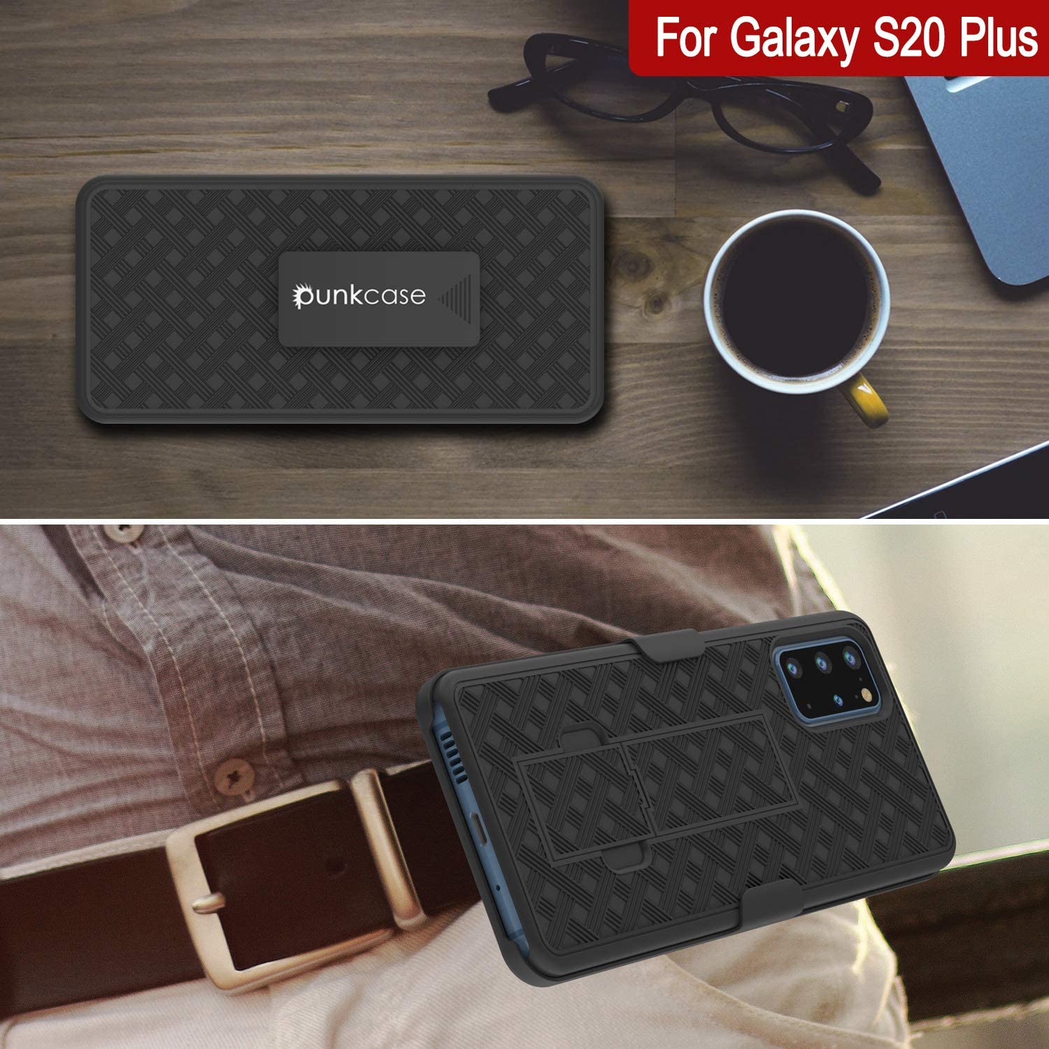 Capa Punkcase Galaxy S20+ Plus com protetor de tela, clipe de cinto de coldre [preto]