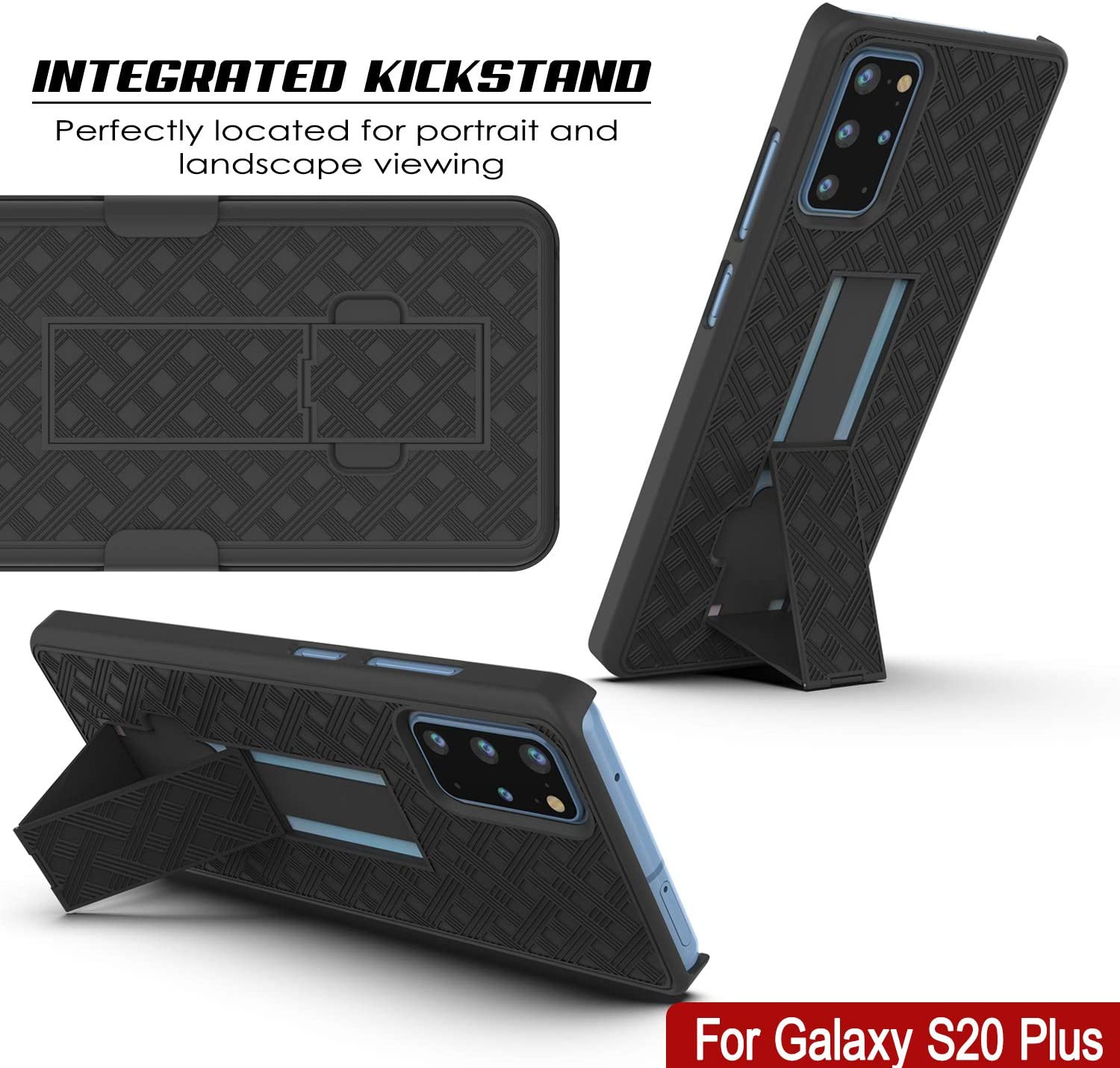 Capa Punkcase Galaxy S20+ Plus com protetor de tela, clipe de cinto de coldre [preto]