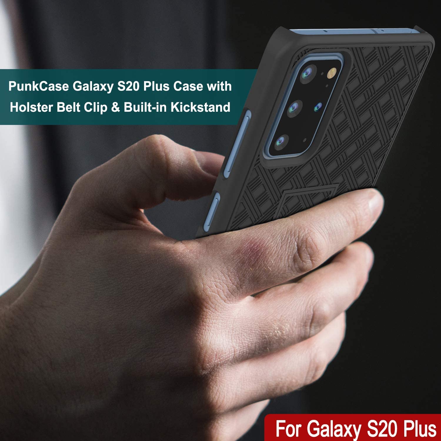 Capa Punkcase Galaxy S20+ Plus com protetor de tela, clipe de cinto de coldre [preto]