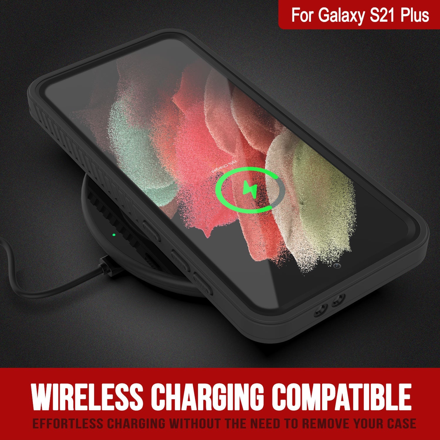 Galaxy S21+ Plus Water/Shockproof [Extreme Series] With Screen Protector Case [Black] (Color in image: Red)