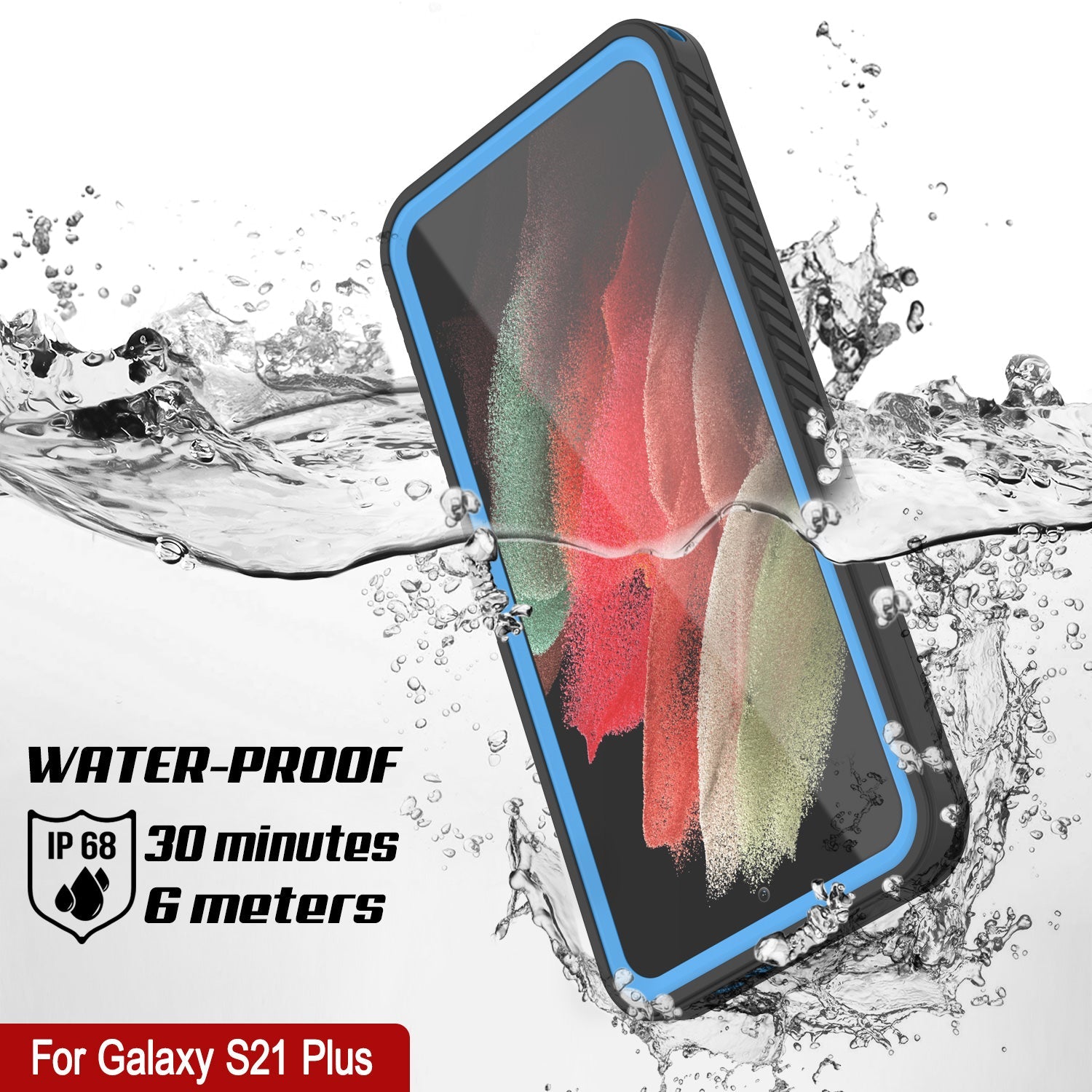 Galaxy S21+ Plus Water/Shock/Snow/dirt proof [Extreme Series] Slim Case [Light Blue] (Color in image: Black)