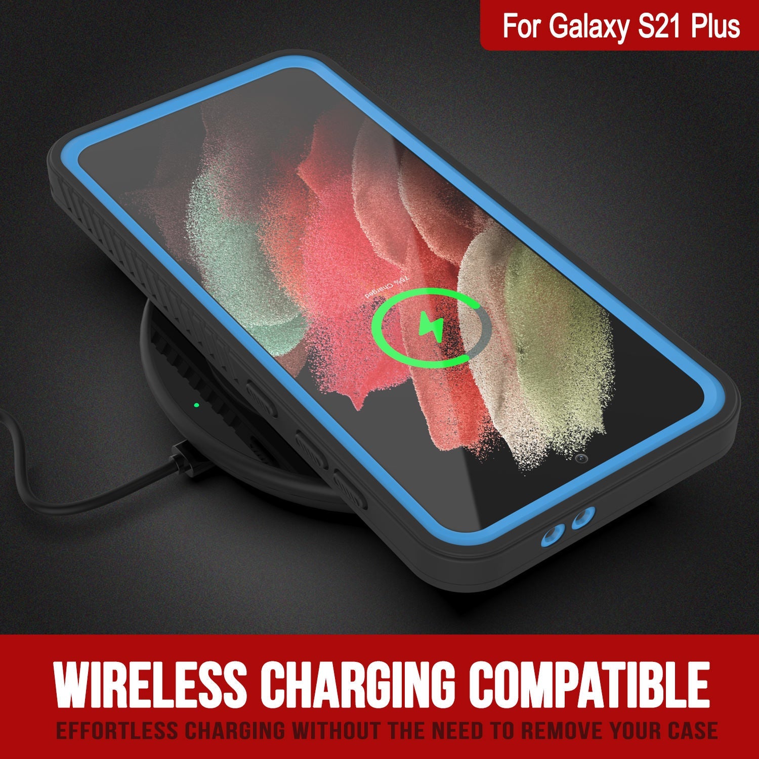 Galaxy S21+ Plus Water/Shock/Snow/dirt proof [Extreme Series] Slim Case [Light Blue] (Color in image: Red)