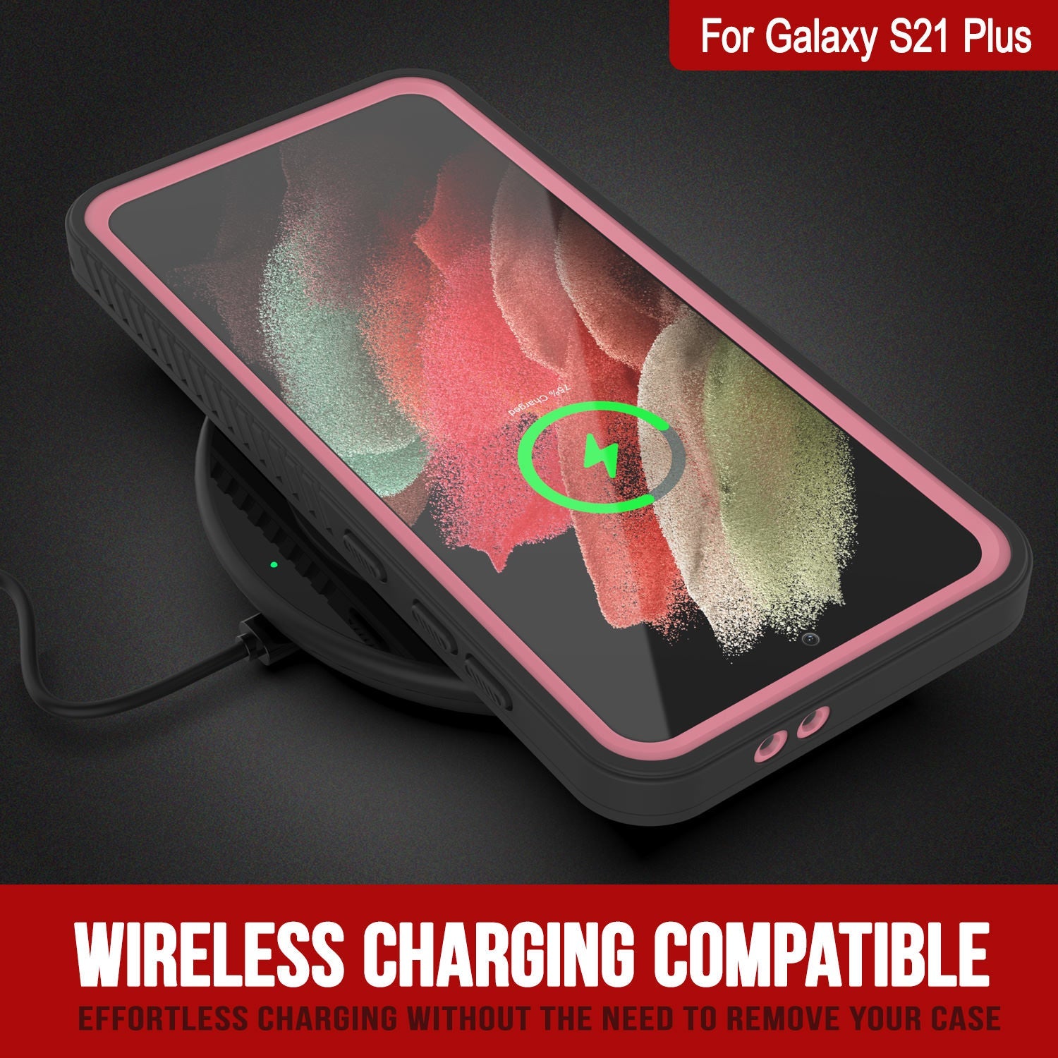 Galaxy S21+ Plus Water/Shock/Snowproof [Extreme Series] Slim Screen Protector Case [Pink] (Color in image: Purple)