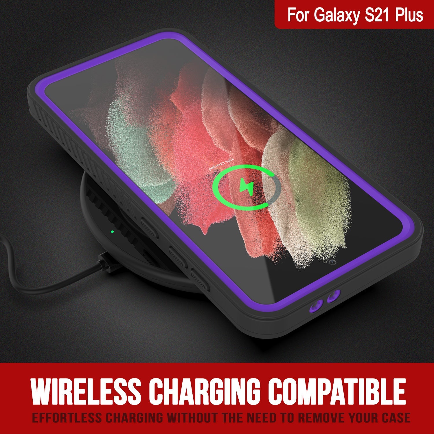 Galaxy S21+ Plus Water/Shockproof [Extreme Series] Slim Screen Protector Case [Purple] (Color in image: Red)
