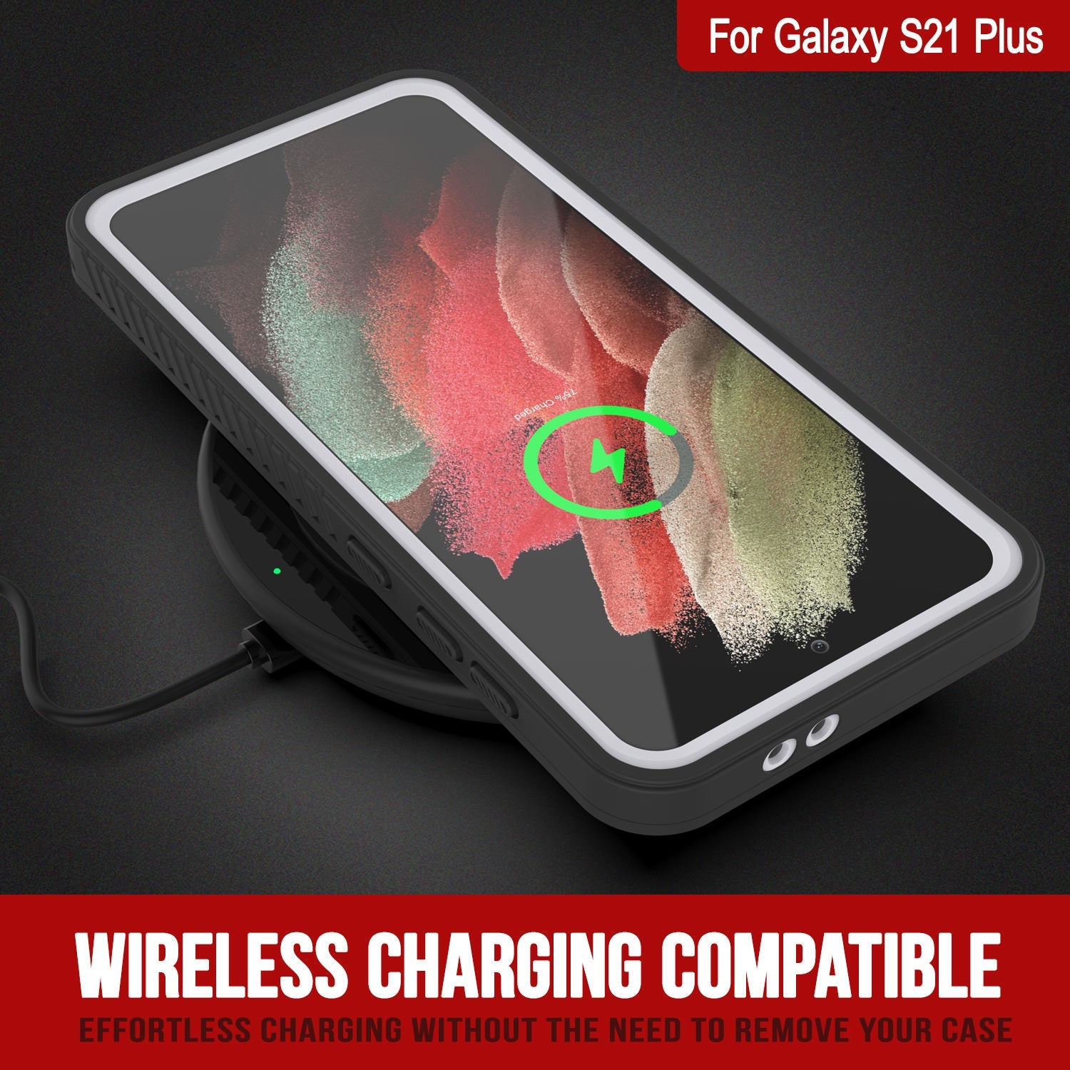 Galaxy S21+ Plus Water/Shock/Snow/dirt proof [Extreme Series] Punkcase Slim Case [White] (Color in image: Red)