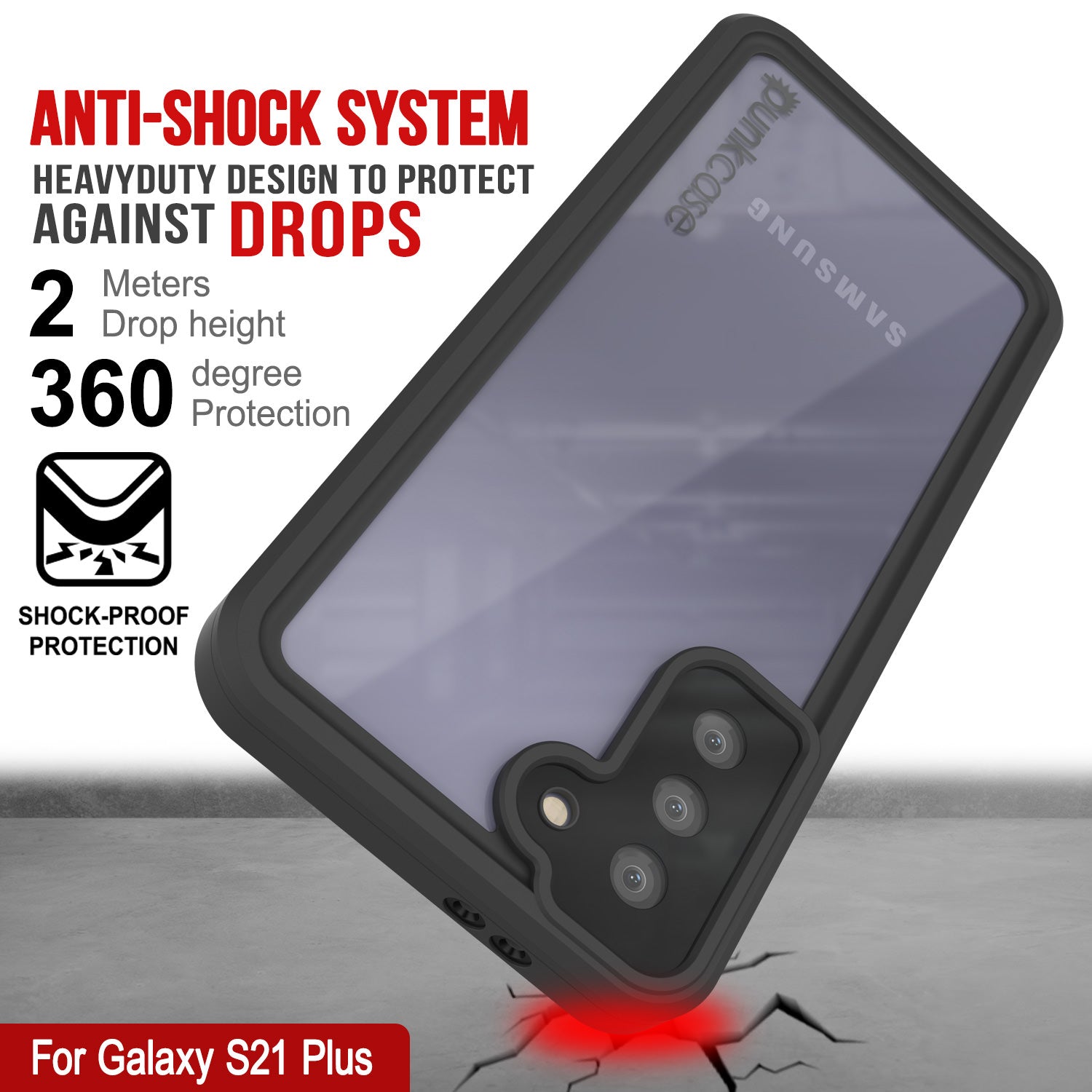 Capa à prova d'água Galaxy S22+ Plus PunkCase StudStar Transparente Fina 6.6ft Subaquática IP68 À Prova de Choque/Neve