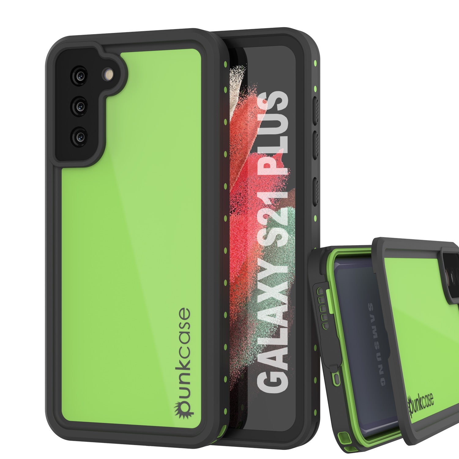 Capa à prova d'água Galaxy S21+ Plus PunkCase StudStar Light Green Fina 6,6 pés subaquática IP68 à prova de choque
