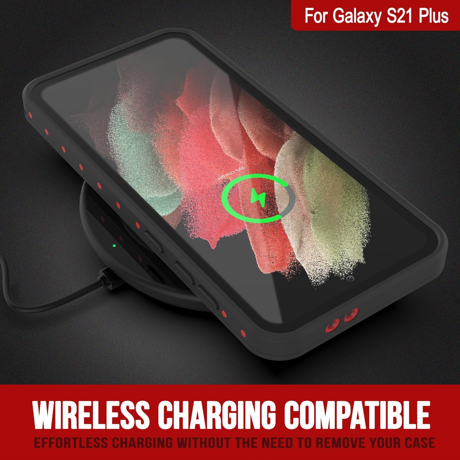 Capa à prova d'água para Galaxy S22+ Plus PunkCase StudStar Vermelha Fininha 6,6 pés subaquática à prova de choque/neve IP68