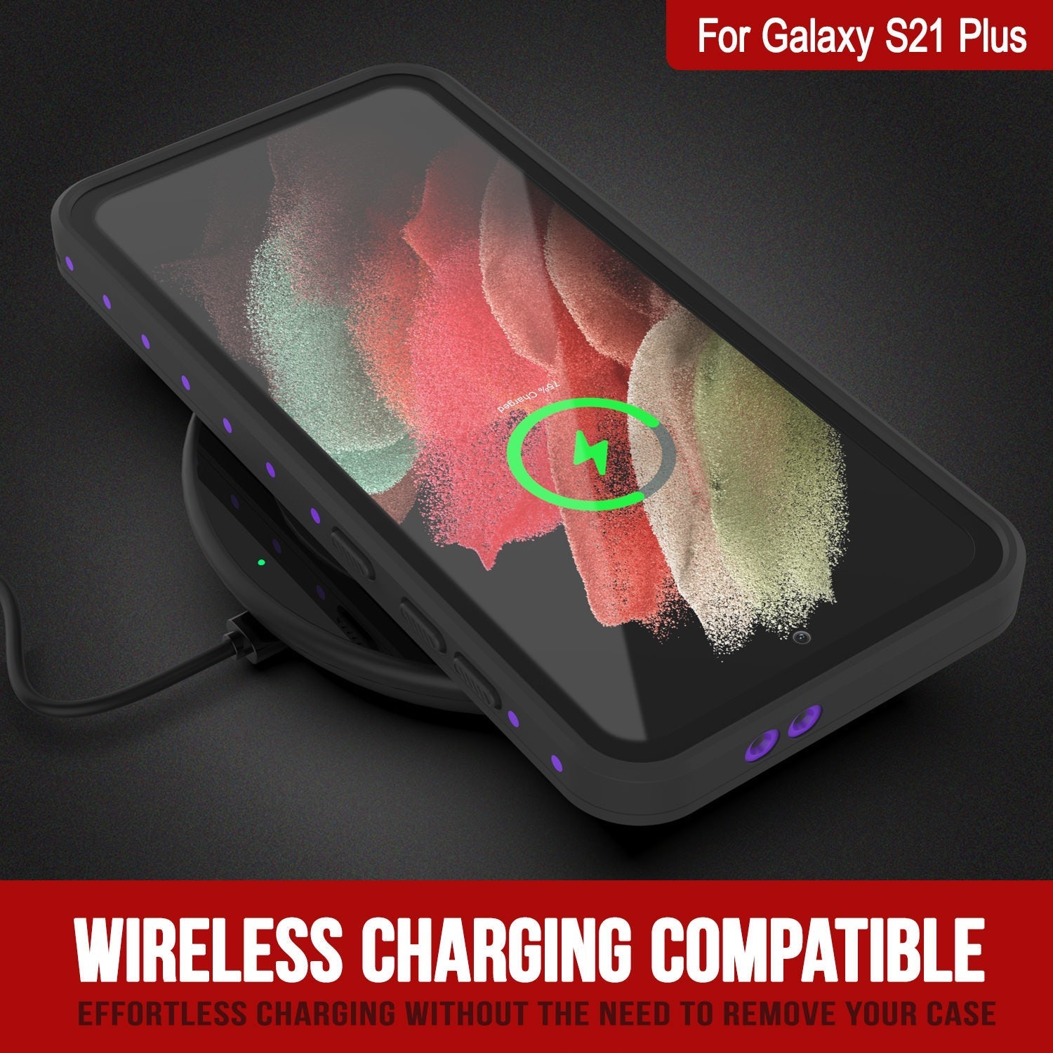 Capa impermeável para Galaxy S22+ Plus PunkCase StudStar Roxa Fina 6.6 pés à prova d'água IP68 à prova de choque/neve