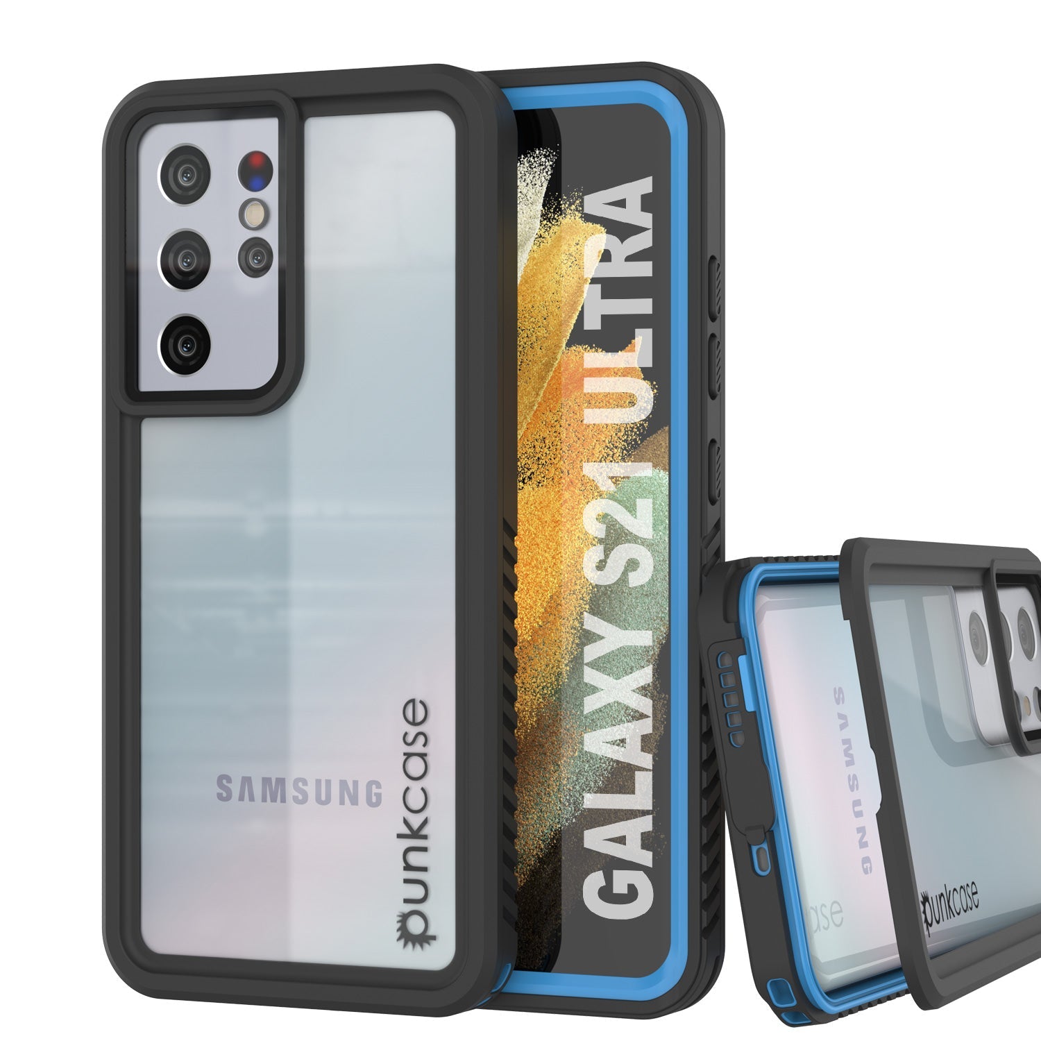 Galaxy S21 Ultra à prova de água/choque/neve/poeira [Série Extrema] Estojo Fino [Azul Claro]