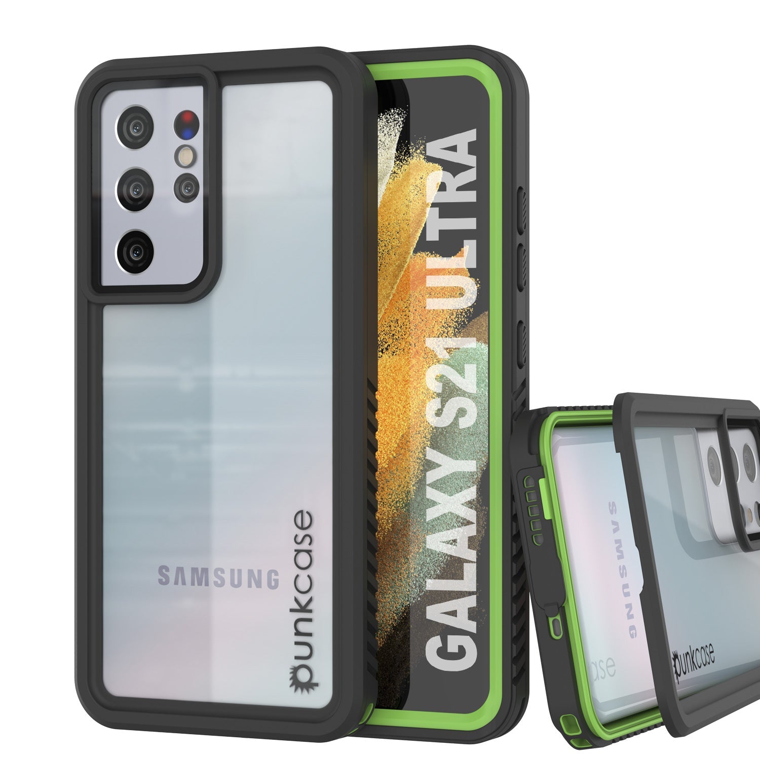 Galaxy S21 Ultra Protetor de tela à prova d'água e à prova de choque [Série Extrema] Estojo protetor [Verde Claro]
