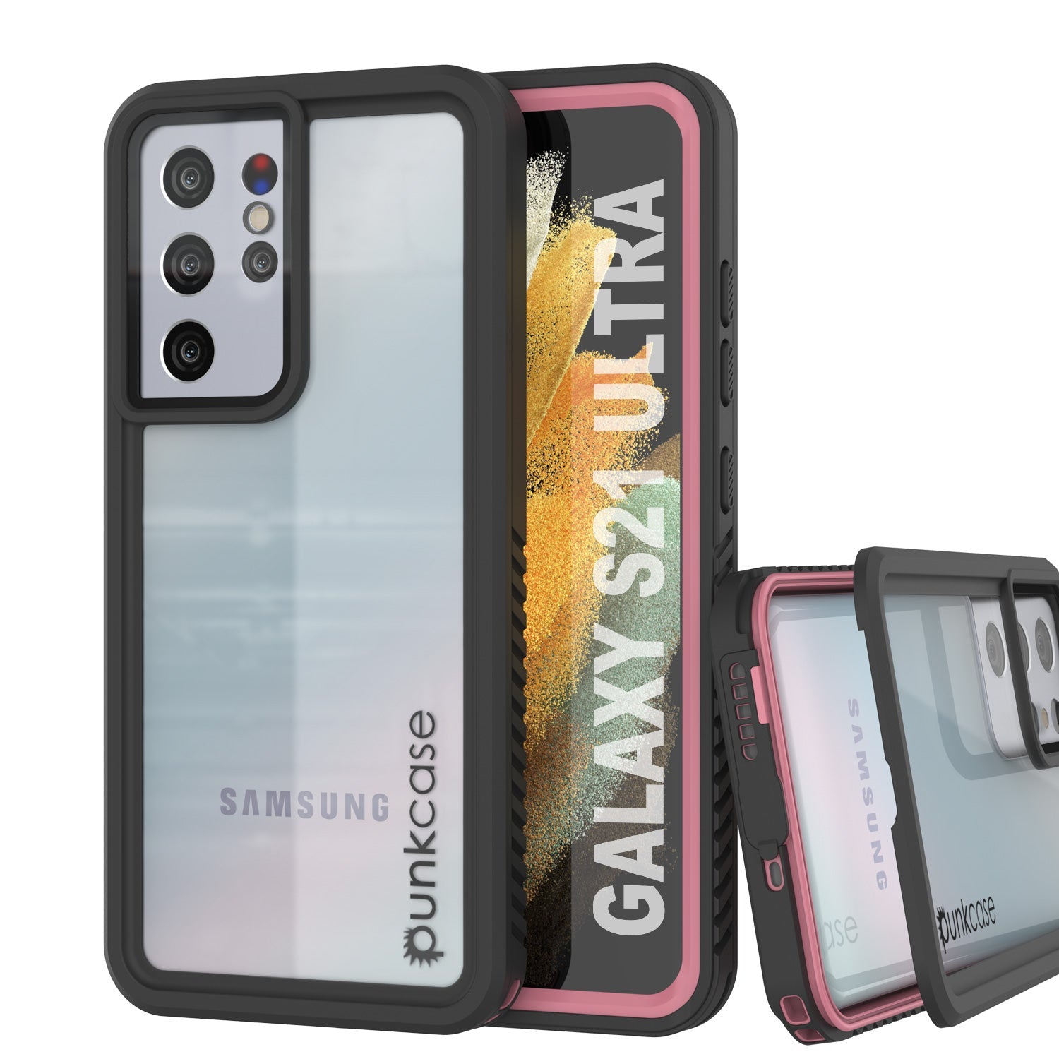 Galaxy S21 Ultra à Prova d'Água / Choque / Neve [Série Extrema] Estojo Protetor de Tela Fina [Rosa]