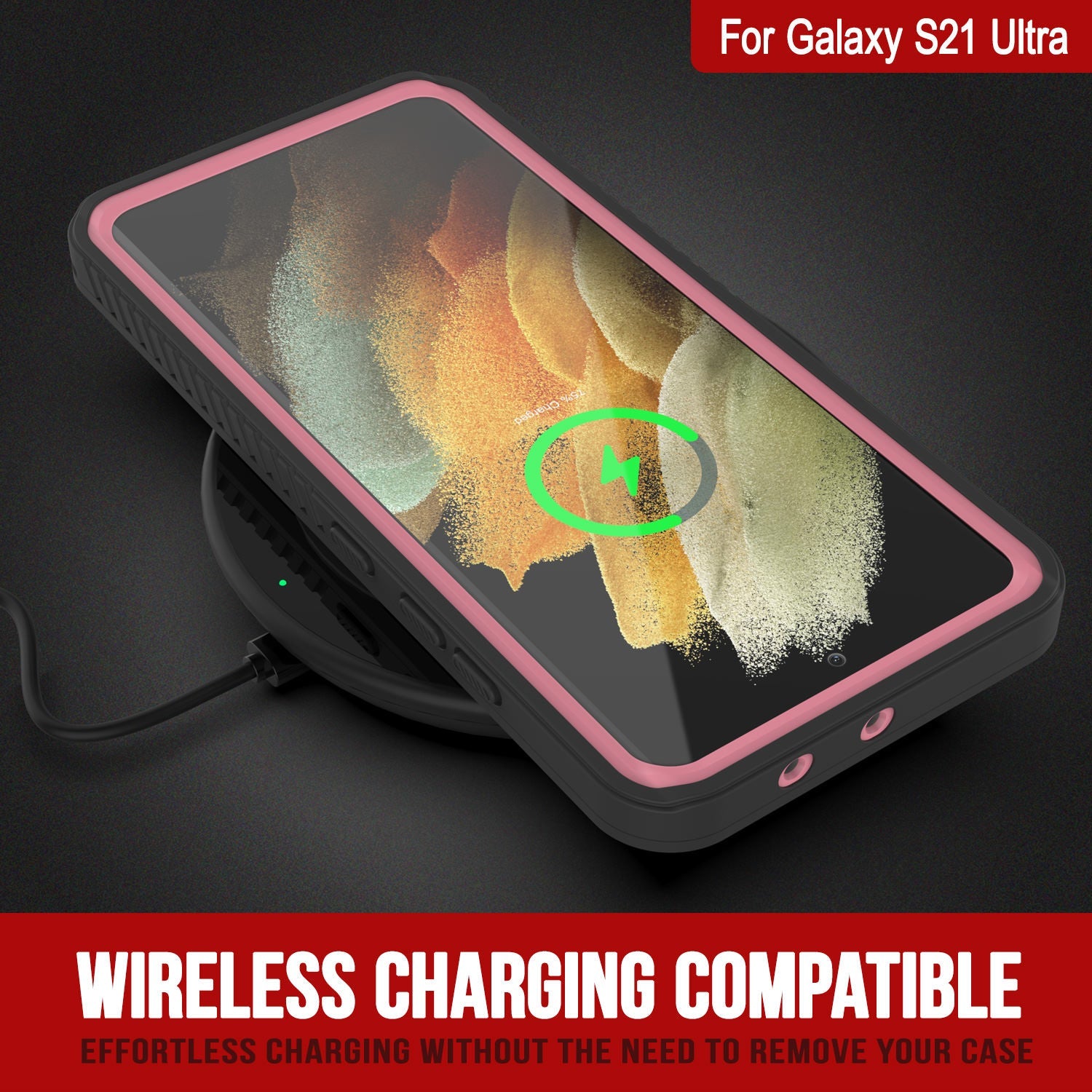 Galaxy S21 Ultra Water/Shock/Snowproof [Extreme Series] Slim Screen Protector Case [Pink] (Color in image: Purple)