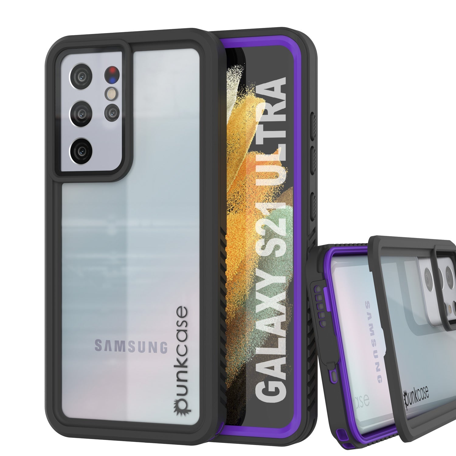 Galaxy S21 Ultra à prova d'água / à prova de choque [Série Extrema] Estojo protetor de tela fino [Roxo]