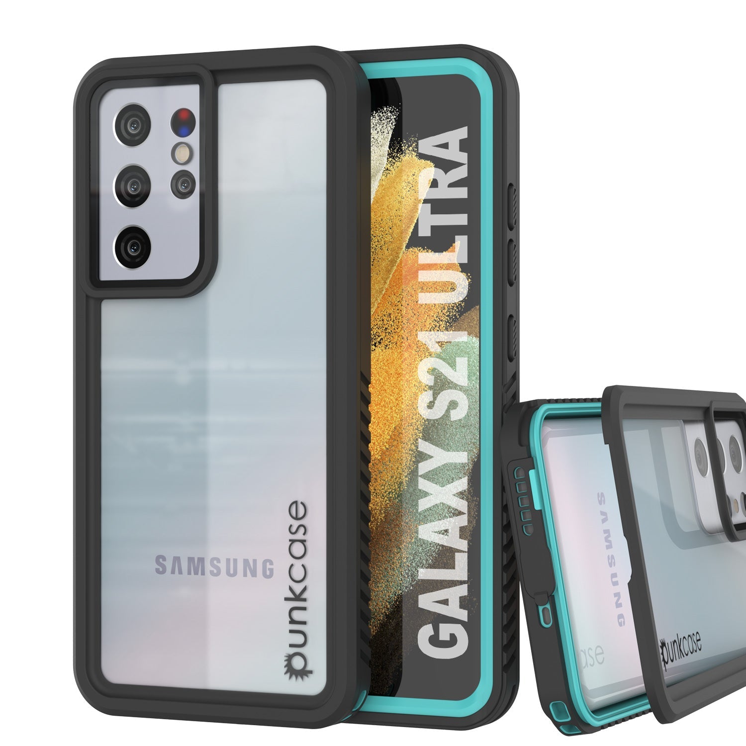 Capa protetora para tela Galaxy S21 Ultra à prova d'água / choque / neve [Série Extrema] [Azul-petróleo]