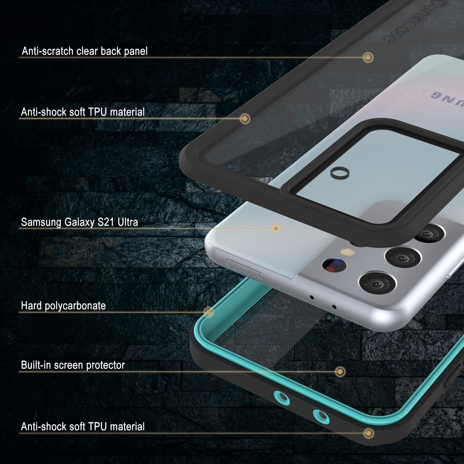 Galaxy S21 Ultra Water/Shock/Snowproof [Extreme Series]  Screen Protector Case [Teal] (Color in image: Light blue)