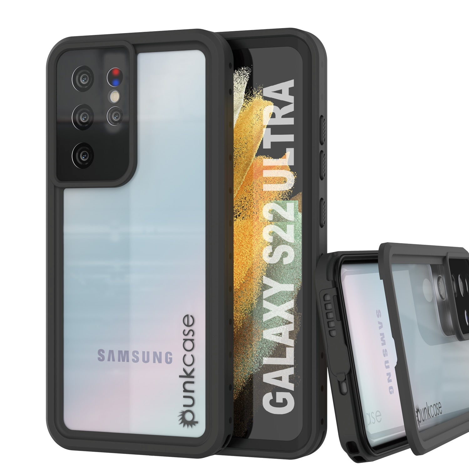Capa à prova d'água Galaxy S22 Ultra PunkCase StudStar Clear fina de 6.6 pés à prova d'choque/neve subaquática IP68