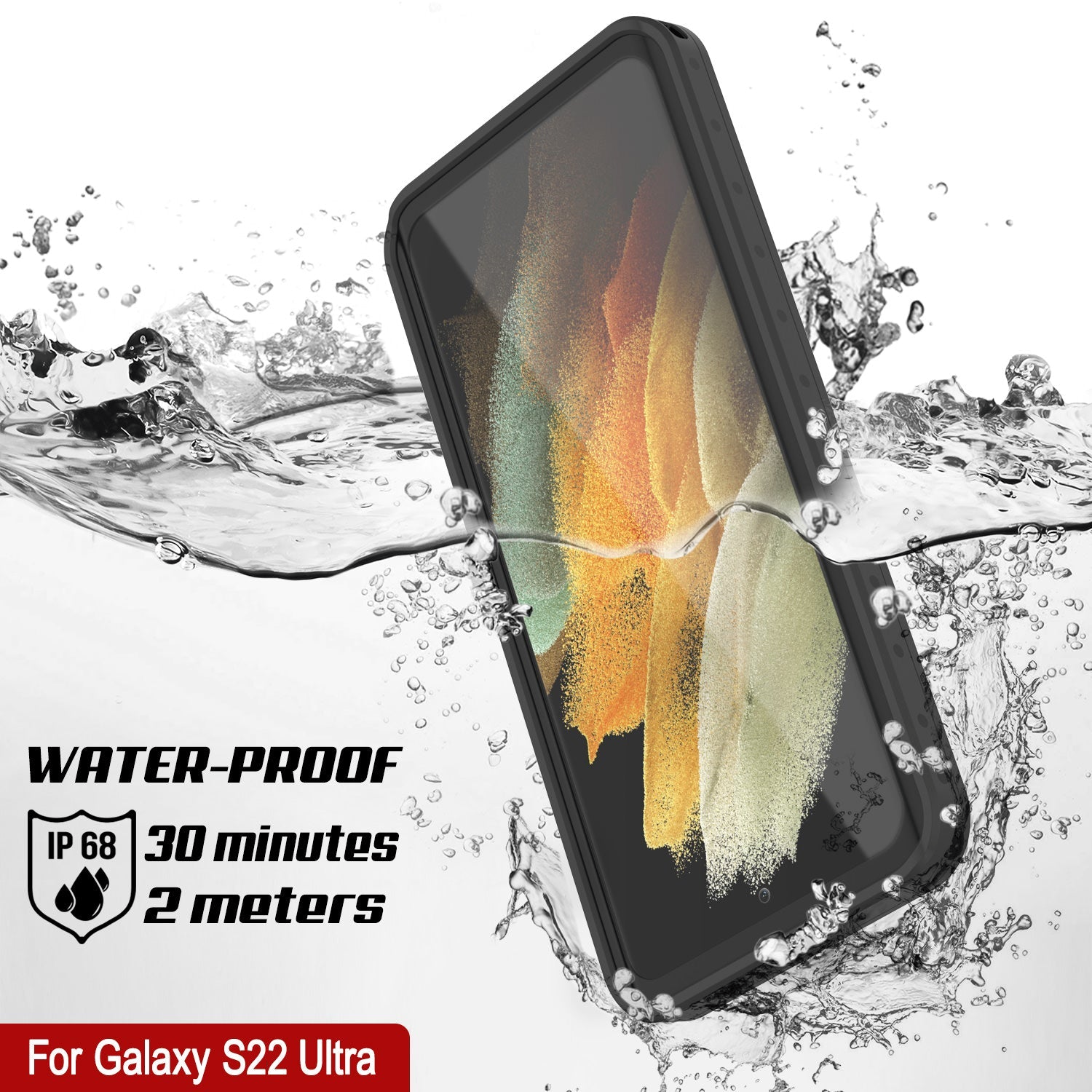 Capa à prova d'água Galaxy S22 Ultra PunkCase StudStar Clear fina de 6.6 pés à prova d'choque/neve subaquática IP68