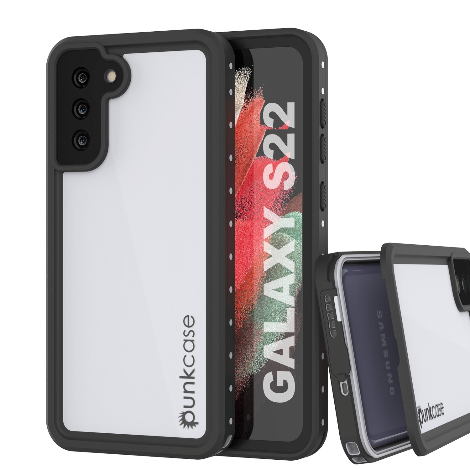 Capa à prova d'água Galaxy S22, Punkcase StudStar Branco Fino 6.6 pés à prova d'água IP68 à prova de choque/neve