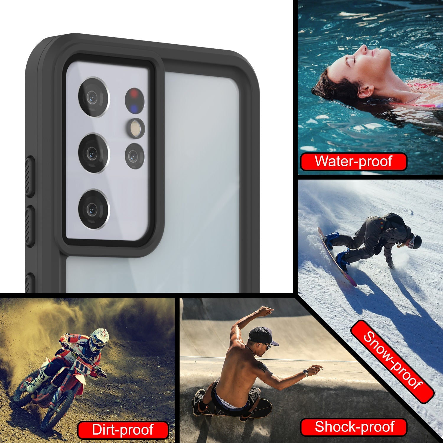 Galaxy S21 Ultra Water/Shock/Snow/dirt proof [Extreme Series] Punkcase Slim Case [White] (Color in image: Teal)