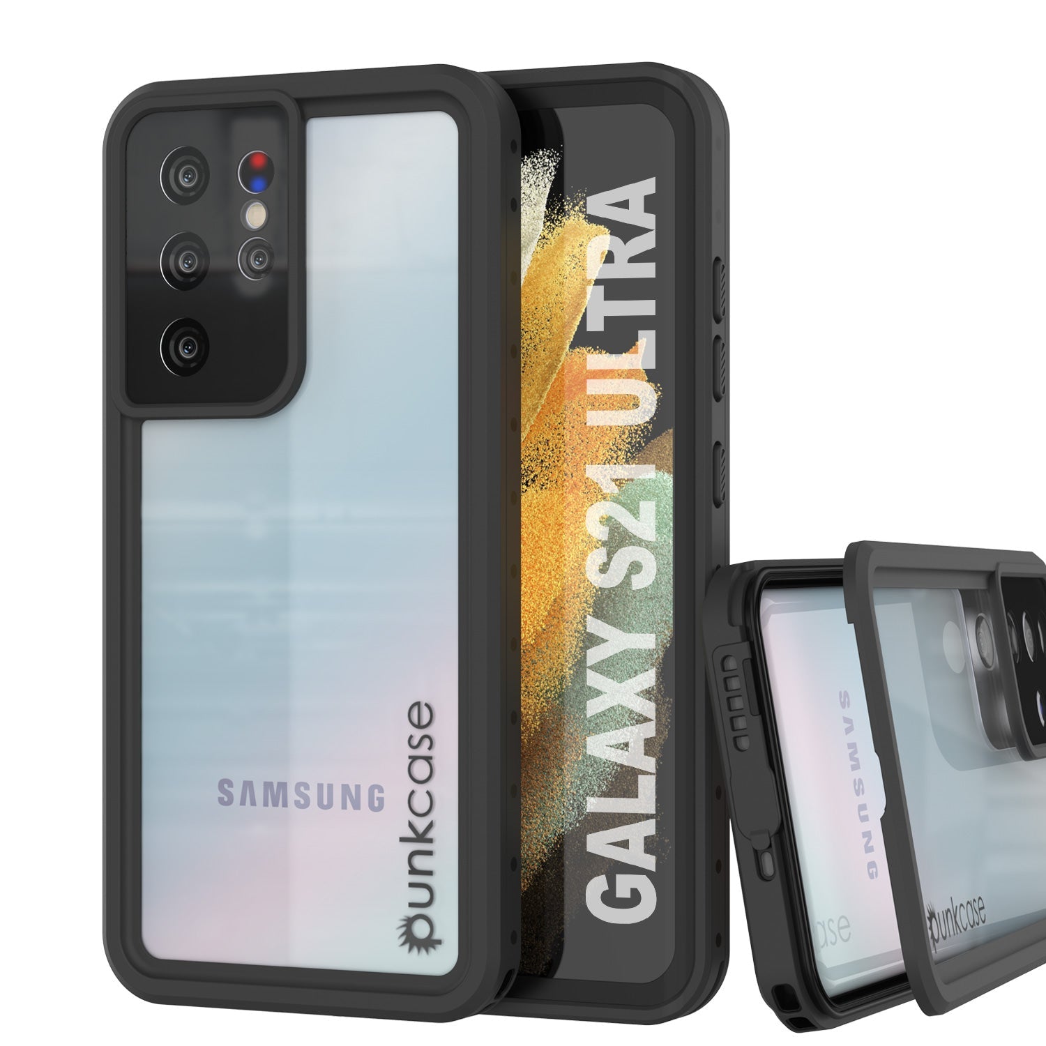 Capa à prova d'água PunkCase StudStar Clear Thin para Galaxy S21 Ultra 6.6ft IP68 à prova de choque/neve subaquática