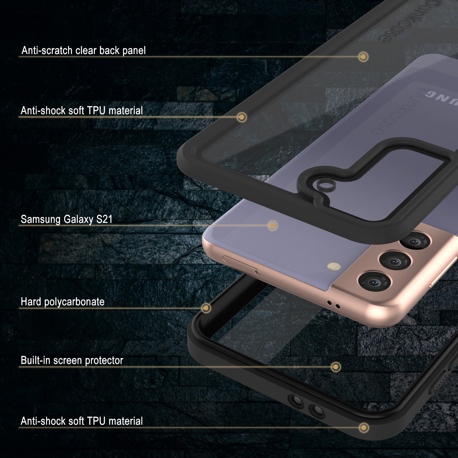 Galaxy S21 Water/Shockproof [Extreme Series] With Screen Protector Case [Black] (Color in image: Purple)