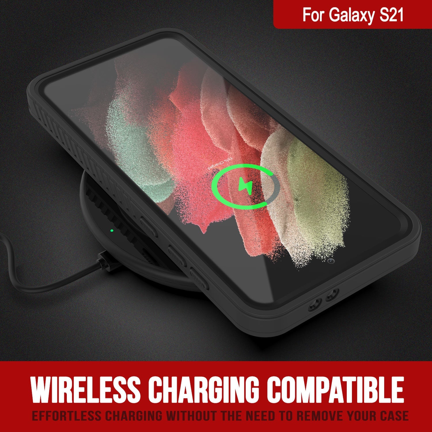 Galaxy S21 Water/Shockproof [Extreme Series] With Screen Protector Case [Black] (Color in image: Red)