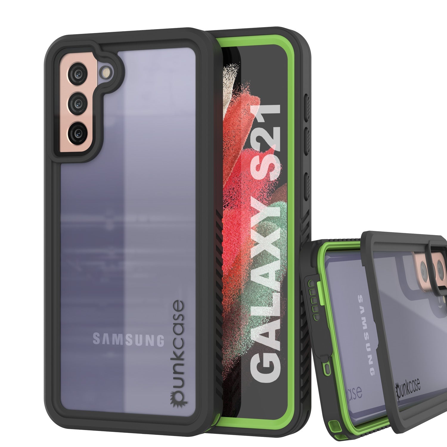 Galaxy S21 Estojo Protetor de Tela Resistente à Água/Choque [Série Extrema] [Verde Claro]