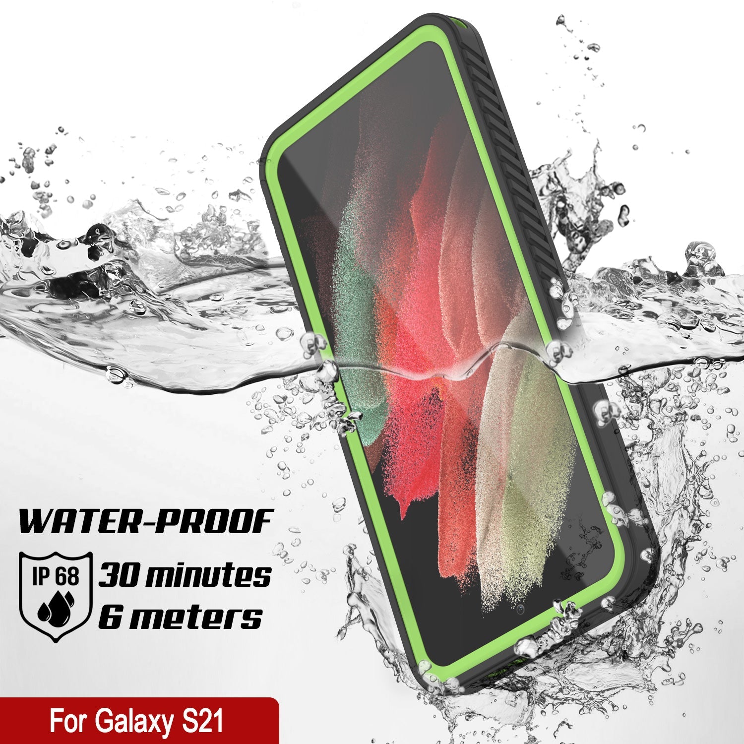 Galaxy S21 Water/Shockproof [Extreme Series] Screen Protector Case [Light Green] (Color in image: Black)