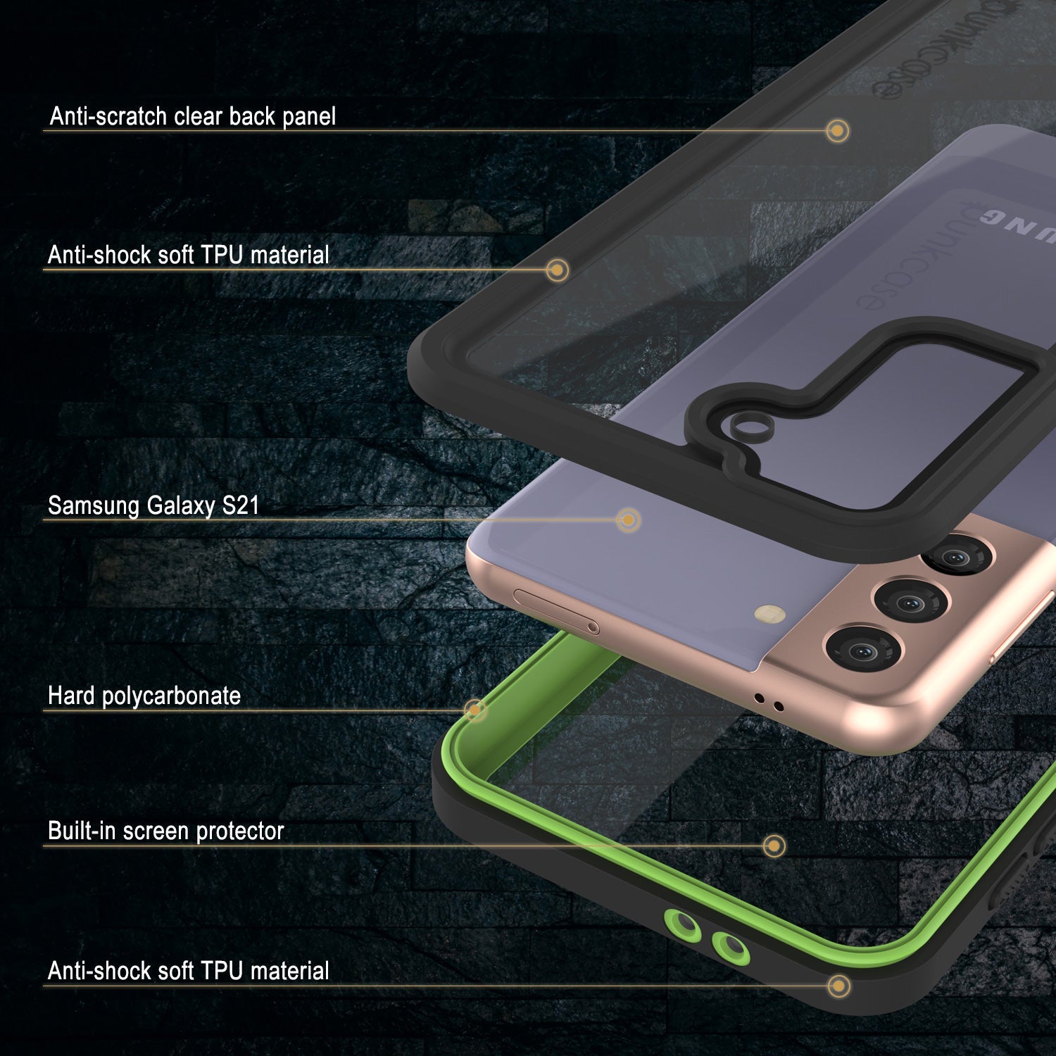 Galaxy S21 Water/Shockproof [Extreme Series] Screen Protector Case [Light Green] (Color in image: Pink)