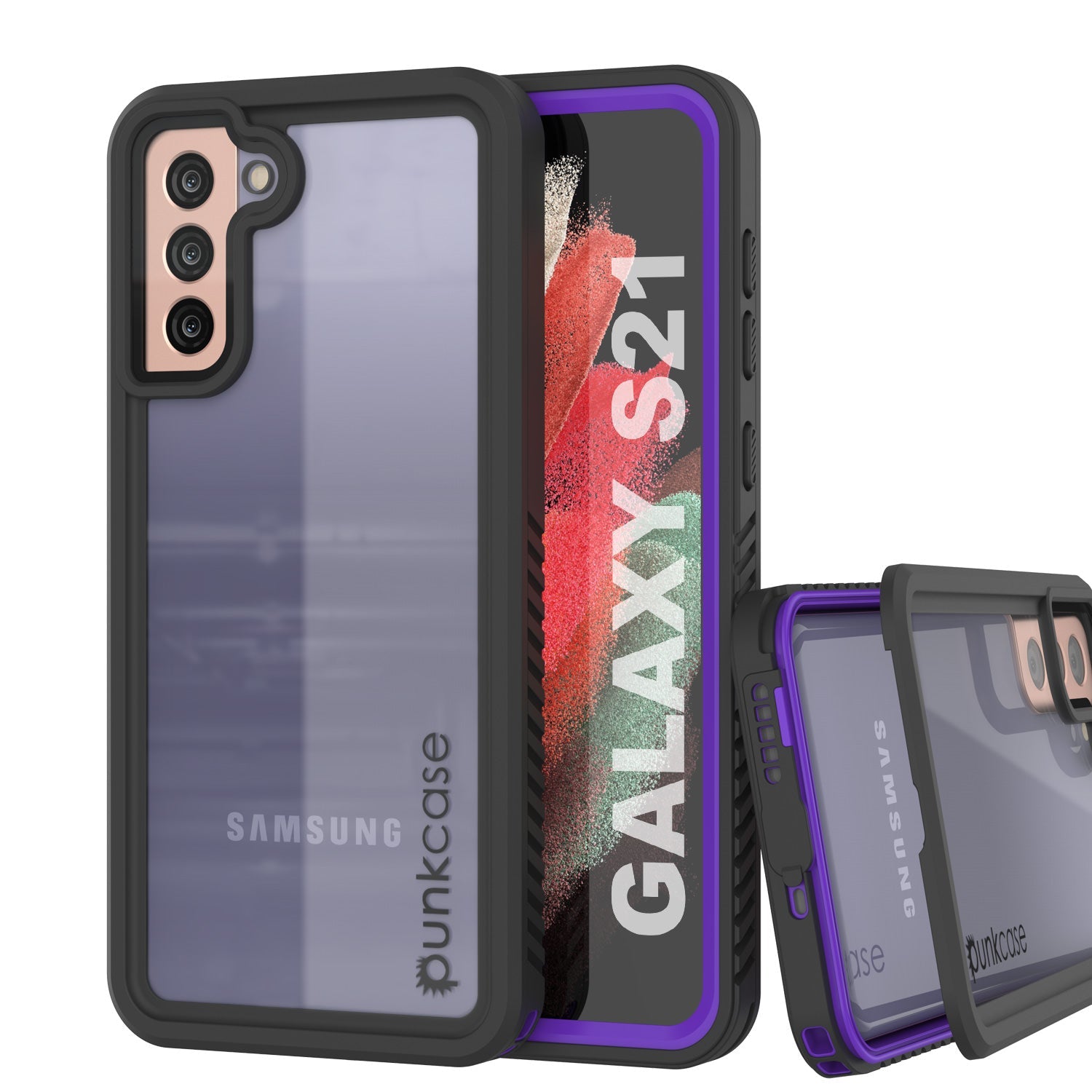Galaxy S21 à prova d'água/choque [Série Extrema] Estojo protetor de tela fino [Roxo]