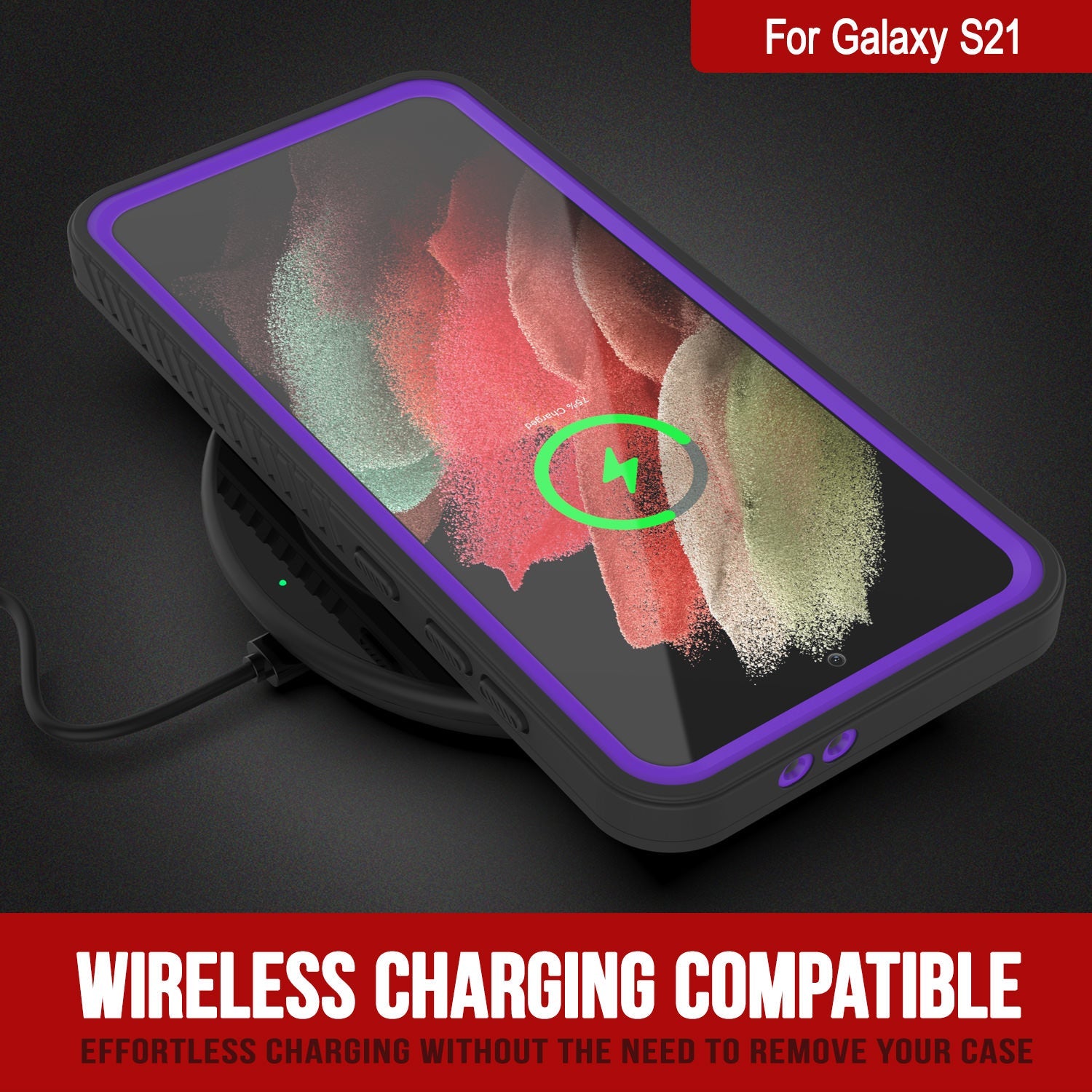 Galaxy S21 Water/Shockproof [Extreme Series] Slim Screen Protector Case [Purple] (Color in image: Red)