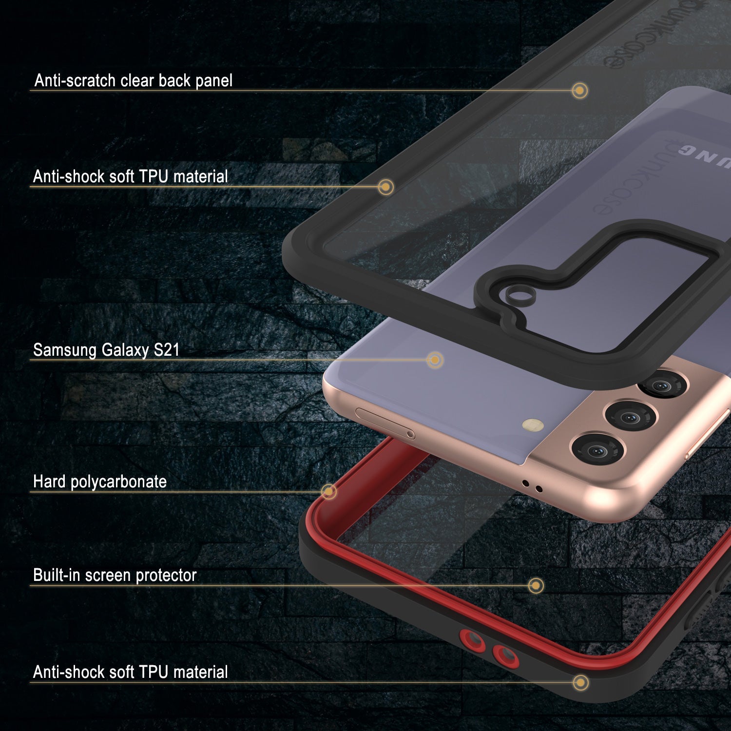 Galaxy S21 Water/Shock/Snowproof [Extreme Series] Slim Screen Protector Case [Red] (Color in image: Light Green)