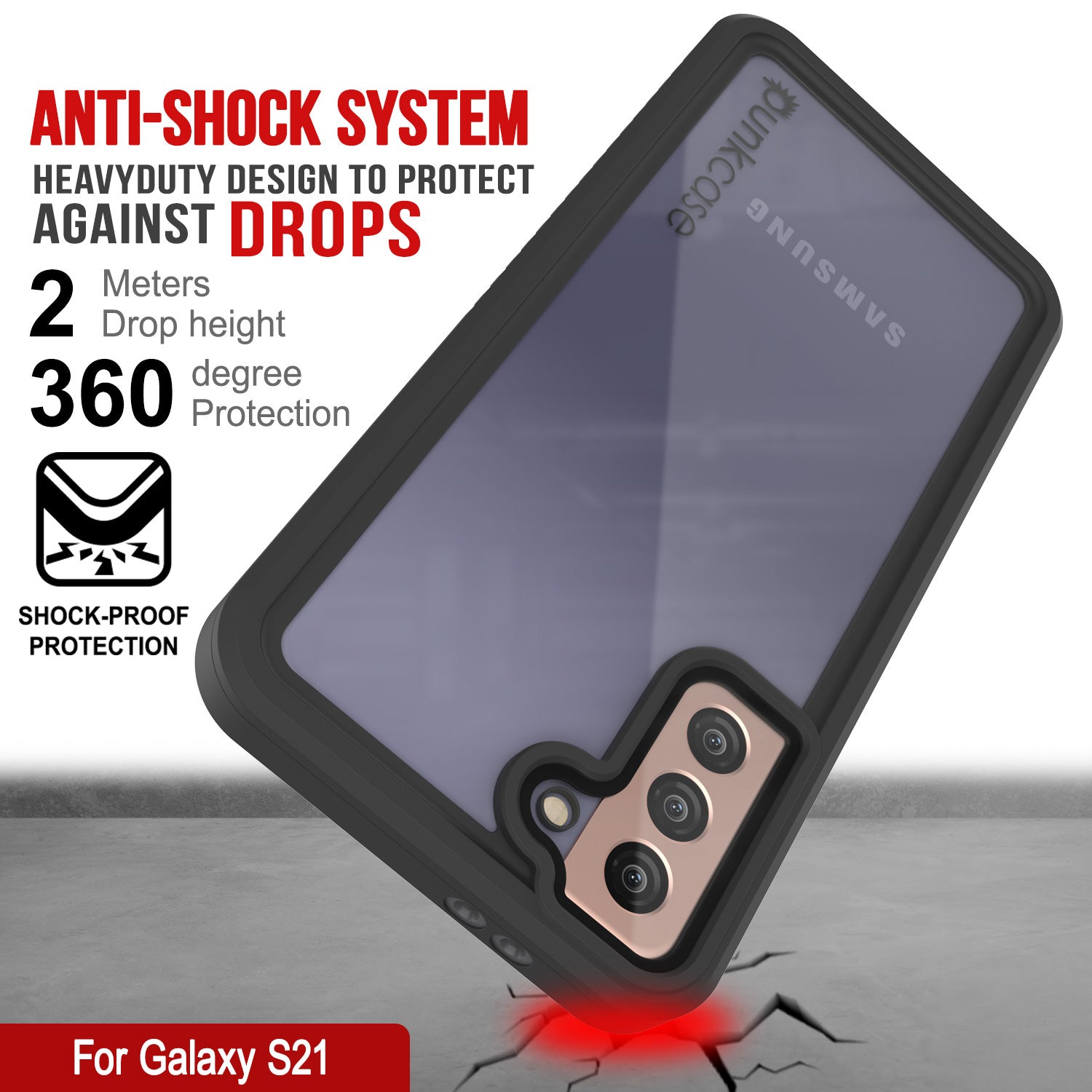 Galaxy S21 Water/Shock/Snowproof [Extreme Series]  Screen Protector Case [Teal] (Color in image: Purple)