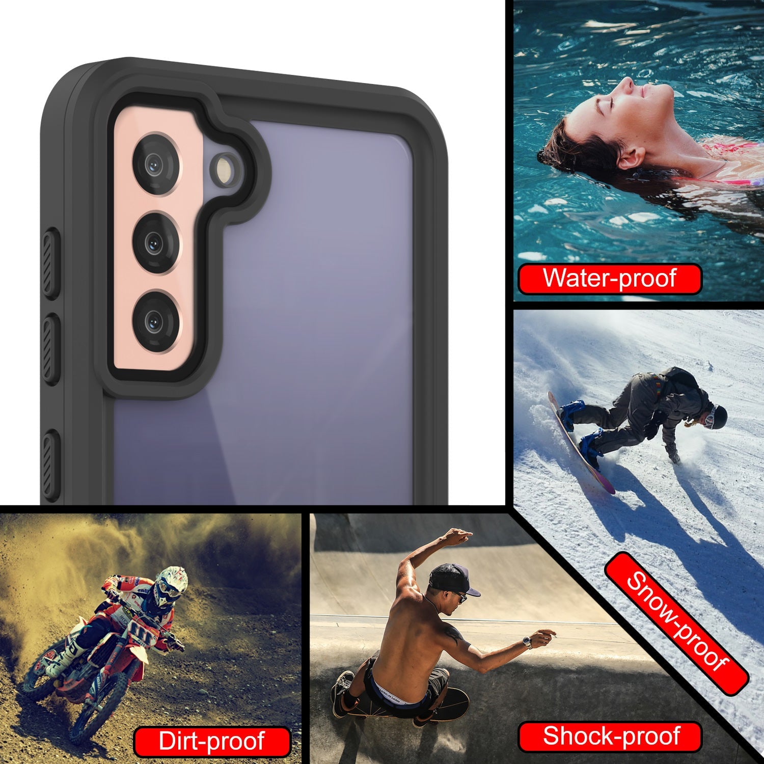 Galaxy S21 Water/Shock/Snowproof [Extreme Series]  Screen Protector Case [Teal] (Color in image: White)