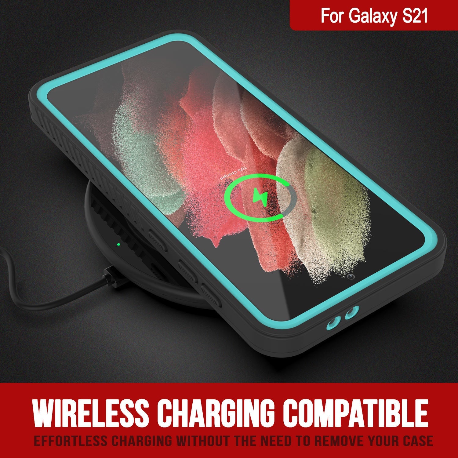 Galaxy S21 Water/Shock/Snowproof [Extreme Series]  Screen Protector Case [Teal] (Color in image: Pink)