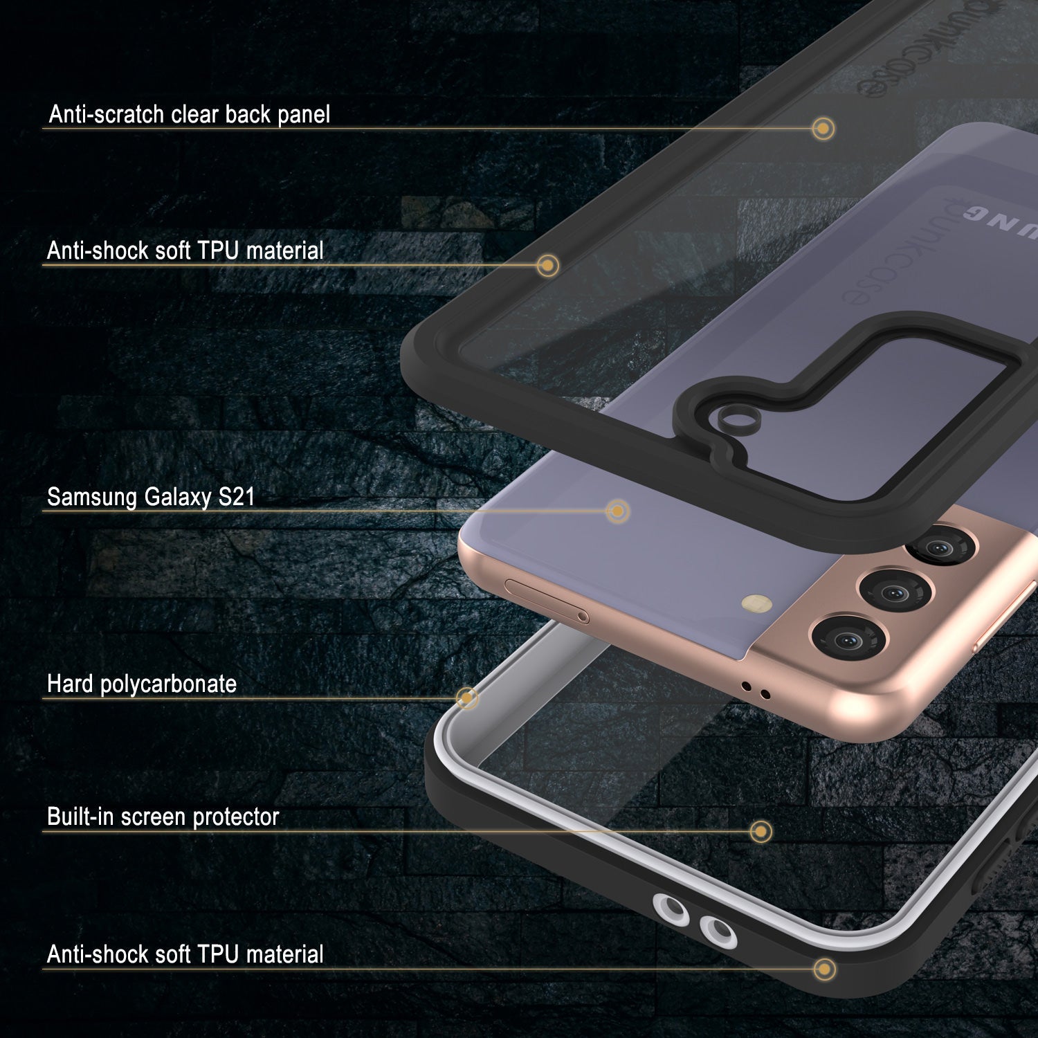 Galaxy S21 Water/Shock/Snow/dirt proof [Extreme Series] Punkcase Slim Case [White] (Color in image: Purple)