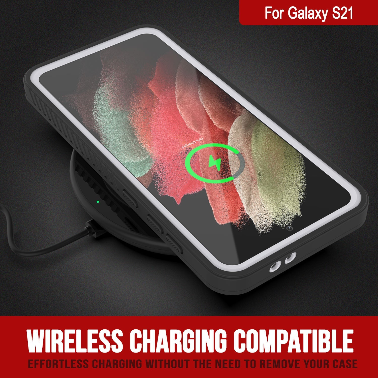 Galaxy S21 Water/Shock/Snow/dirt proof [Extreme Series] Punkcase Slim Case [White] (Color in image: Red)
