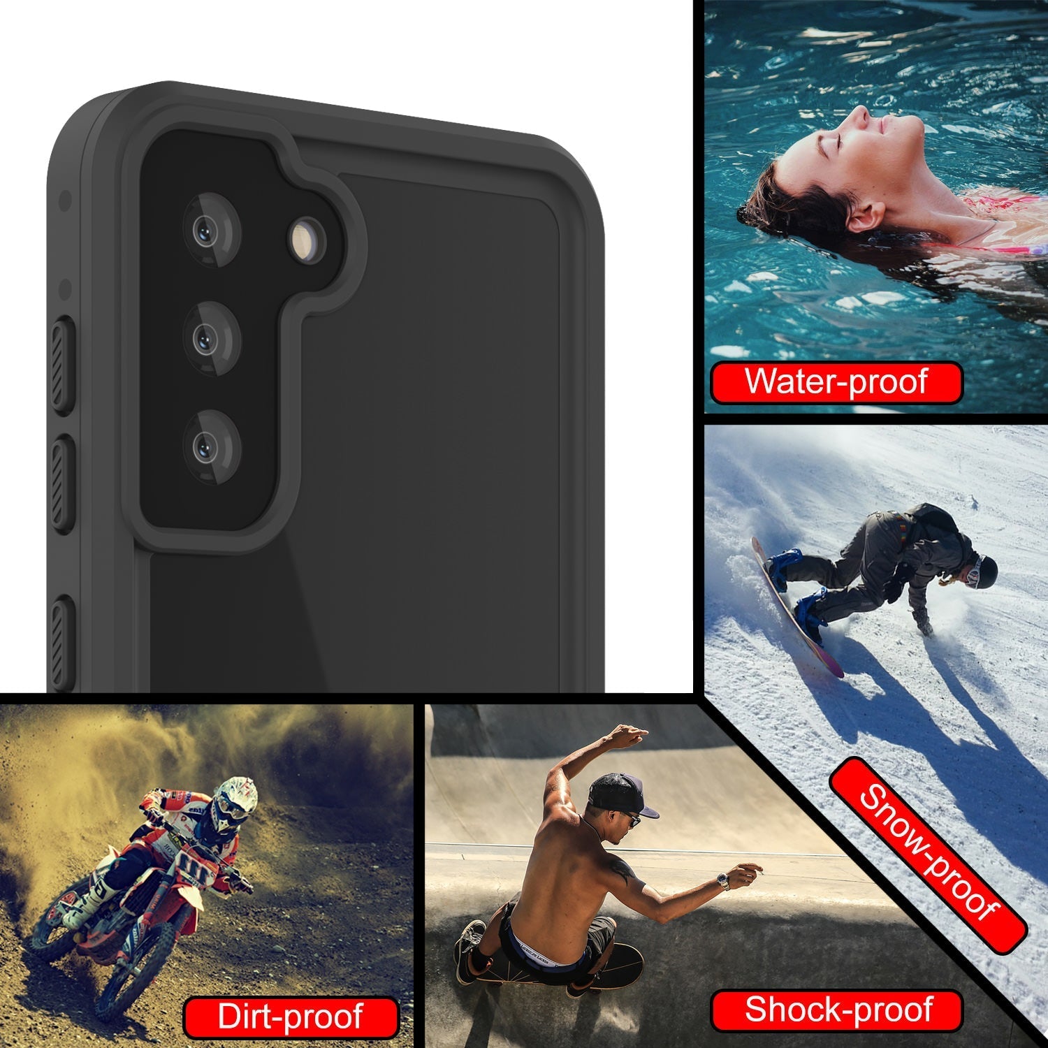 Capa à prova d'água Galaxy S22 PunkCase StudStar Light Green Thin 6.6ft subaquática IP68 à prova de choque