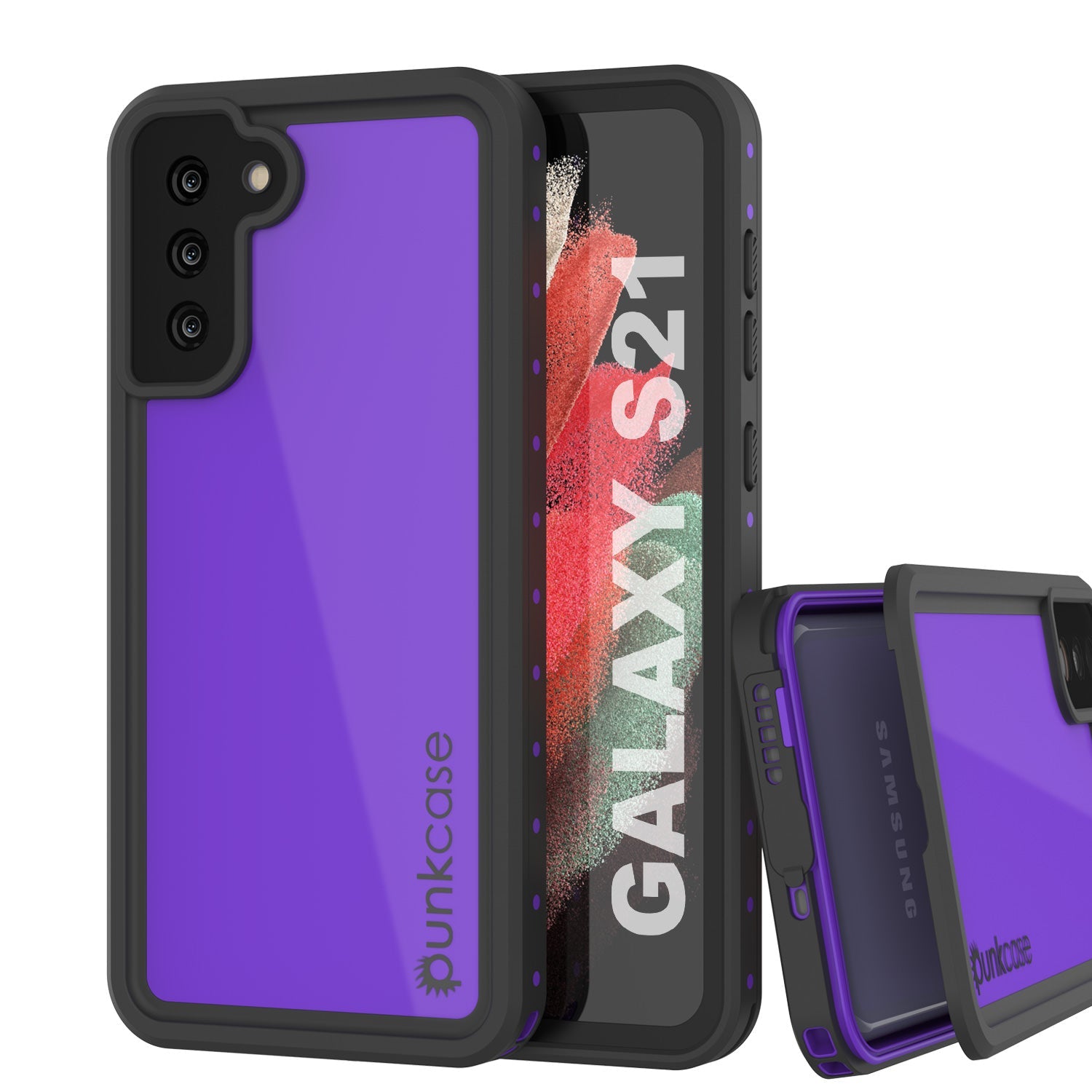 Capa à prova d'água Galaxy S21 PunkCase StudStar Roxo Fino 6.6ft Subaquático IP68 À Prova de Choque/Neve