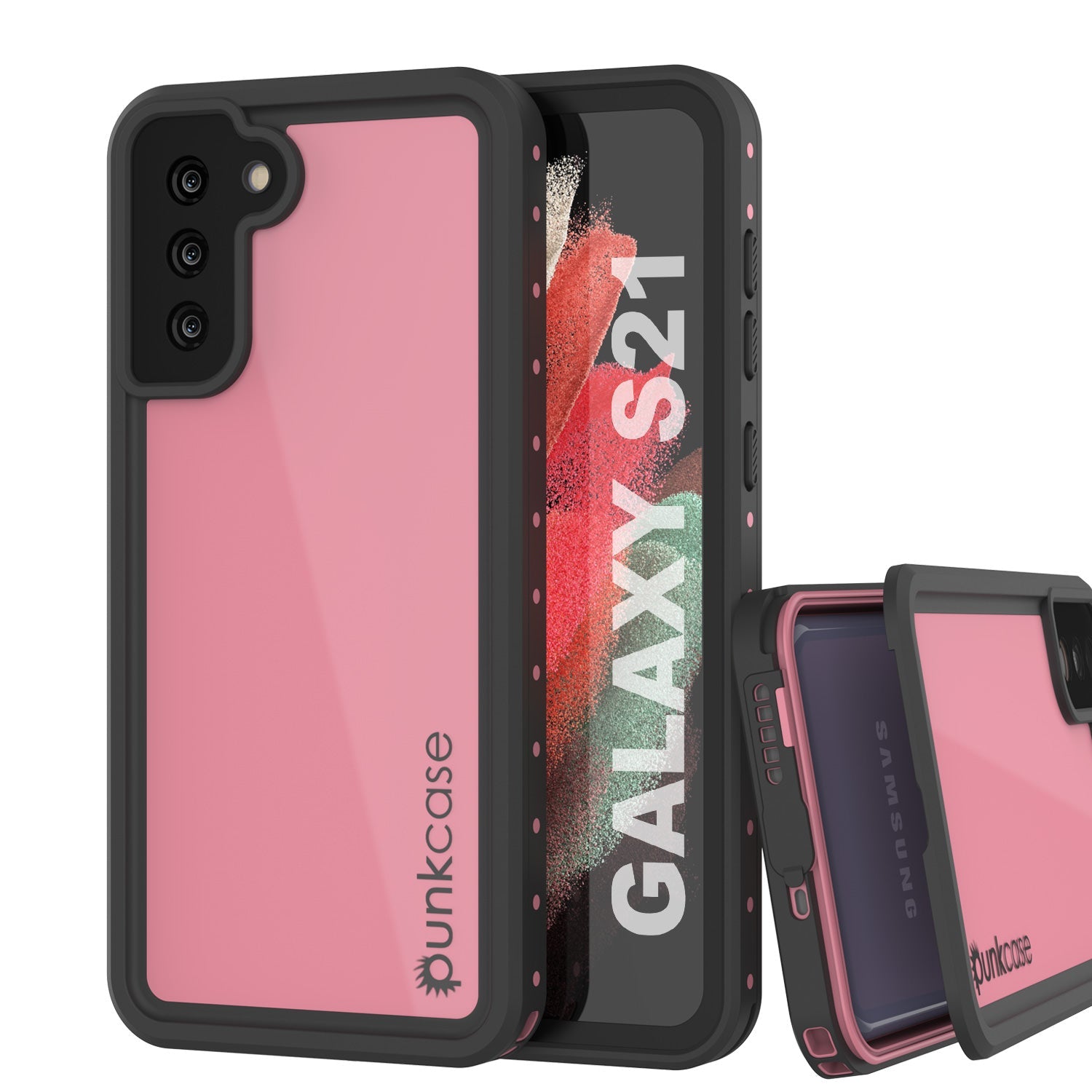 Capa impermeável Galaxy S21 PunkCase StudStar Rosa Fino 6.6ft à Prova D'água IP68 à Prova de Choque/Neve