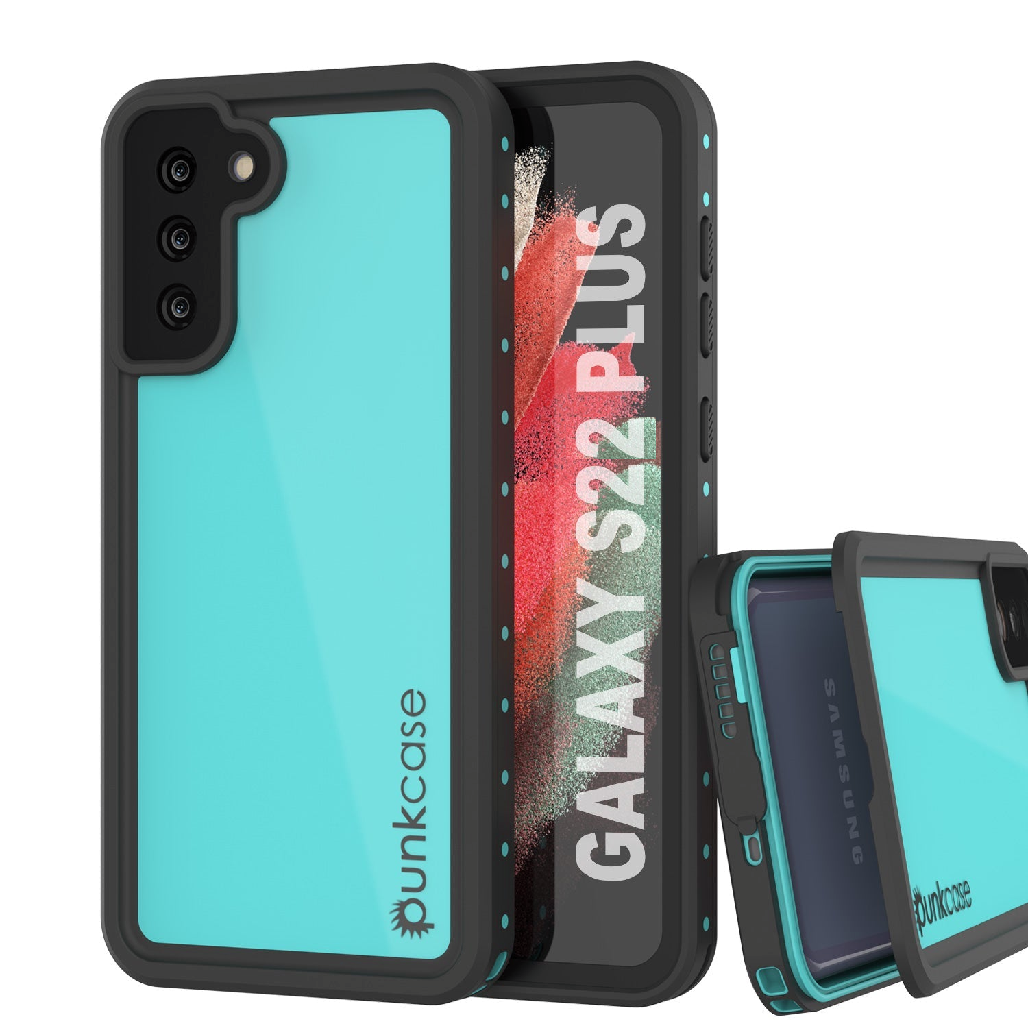 Caixa à prova d'água Galaxy S22+ Plus PunkCase StudStar Teal Fina 6,6ft à Prova de Água IP68 à Prova de Choque/Neve