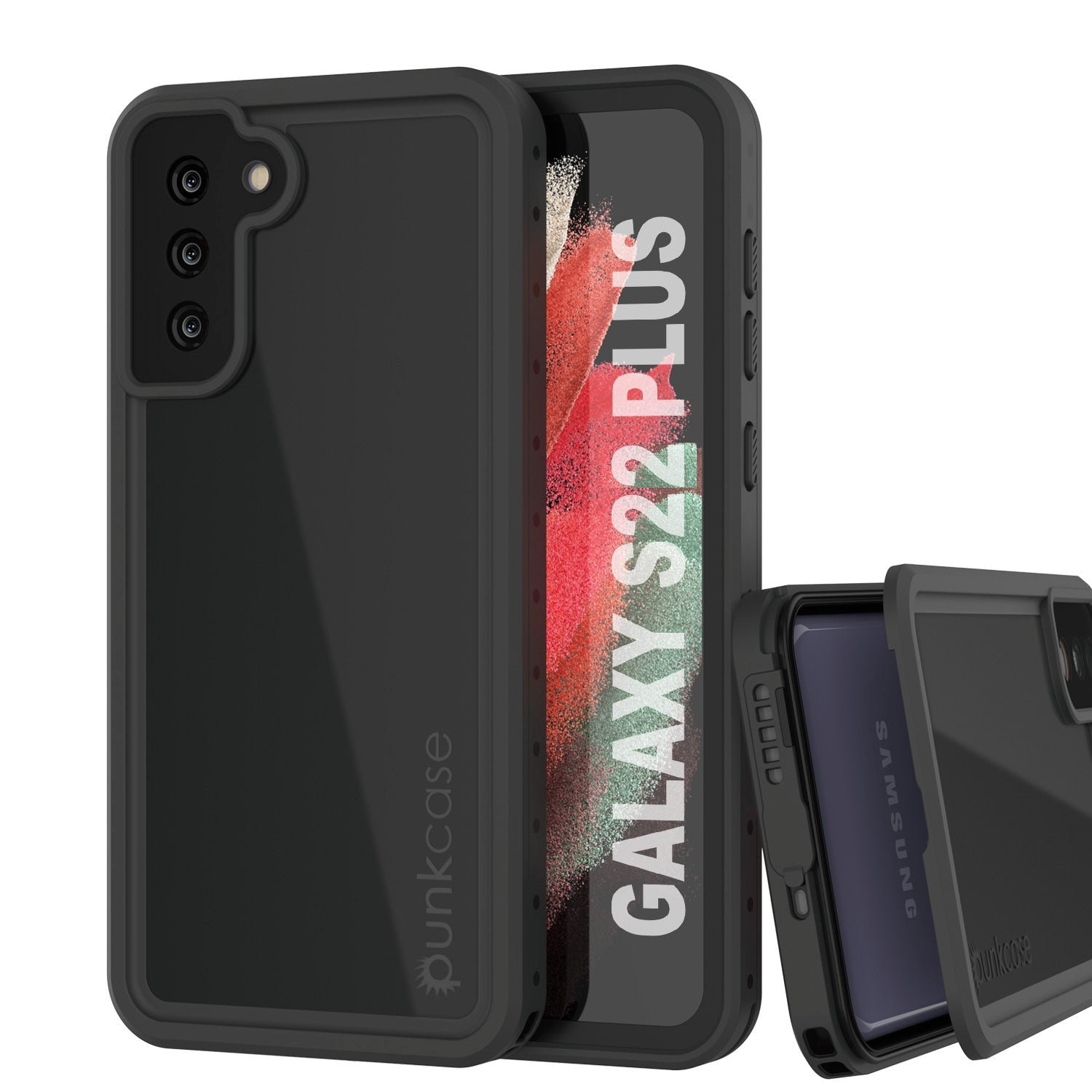 Capa à prova d'água Galaxy S22+ Plus PunkCase StudStar Preta Fina 6,6 pés Subaquática IP68 à Prova de Choque/Neve