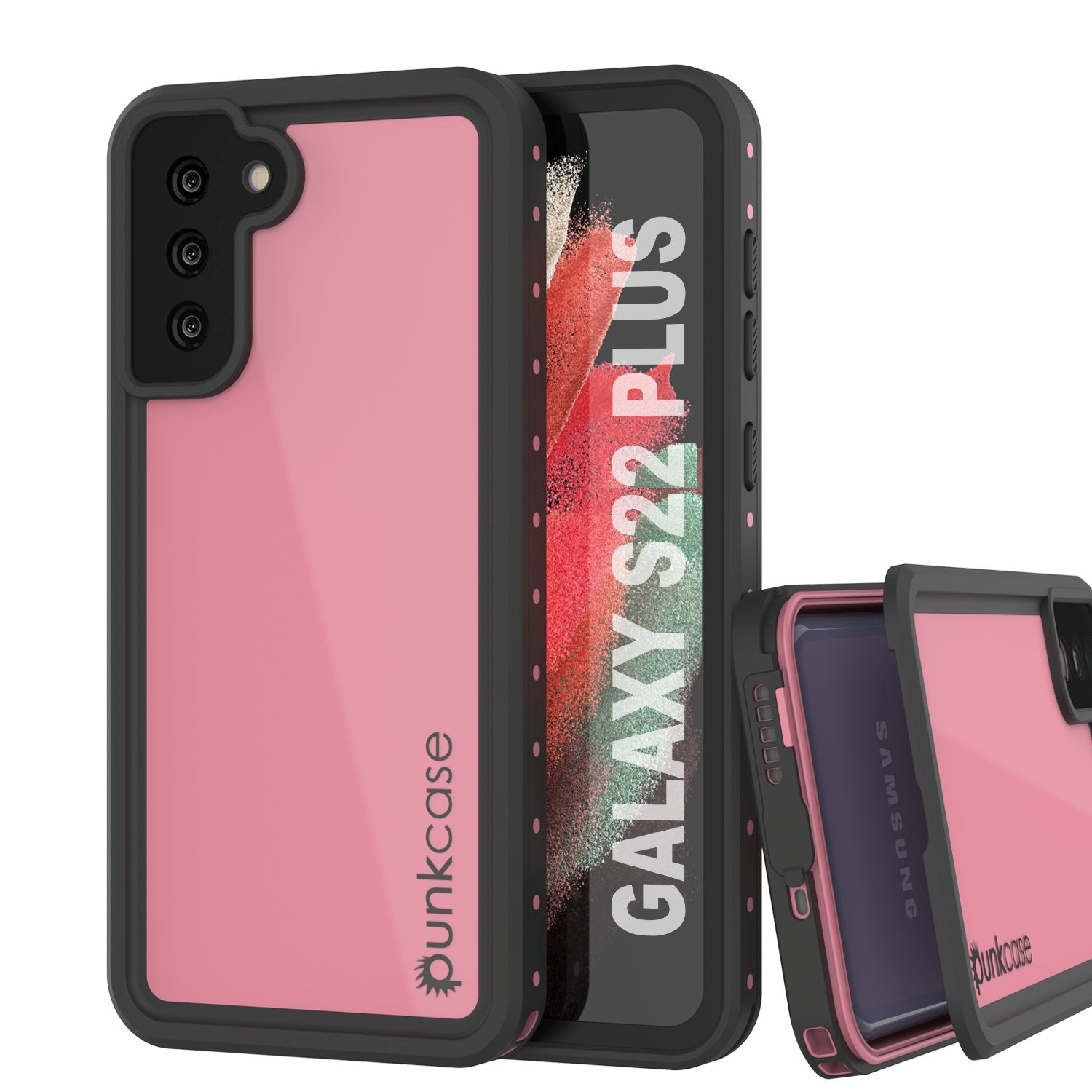 Capa à prova d'água Galaxy S22+ Plus PunkCase StudStar pink fina 6,6 pés à prova d'água IP68 à prova de choque/neve.