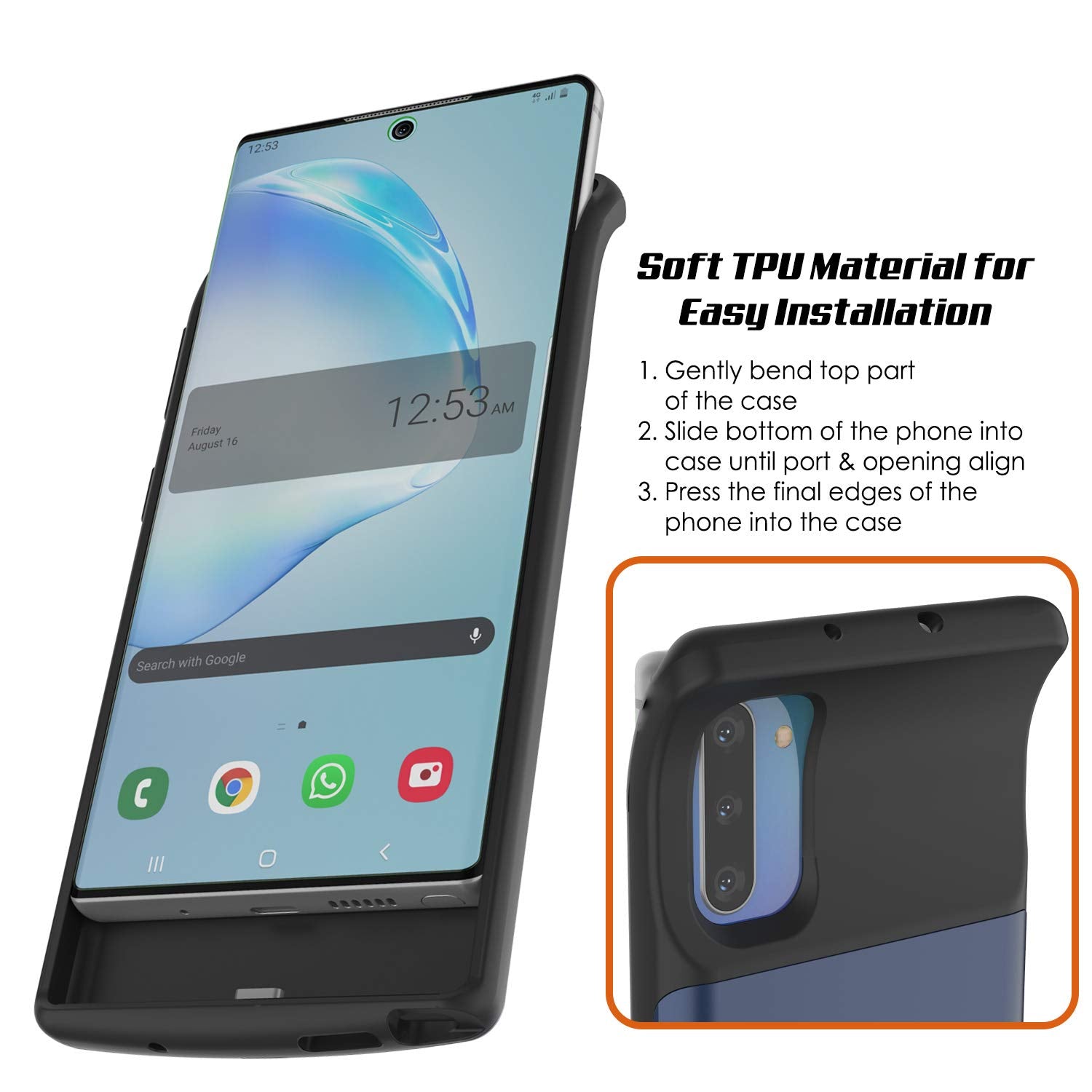 Carregador de bateria Galaxy Note 10 5200mAH com porta USB - Capa fina [Azul]