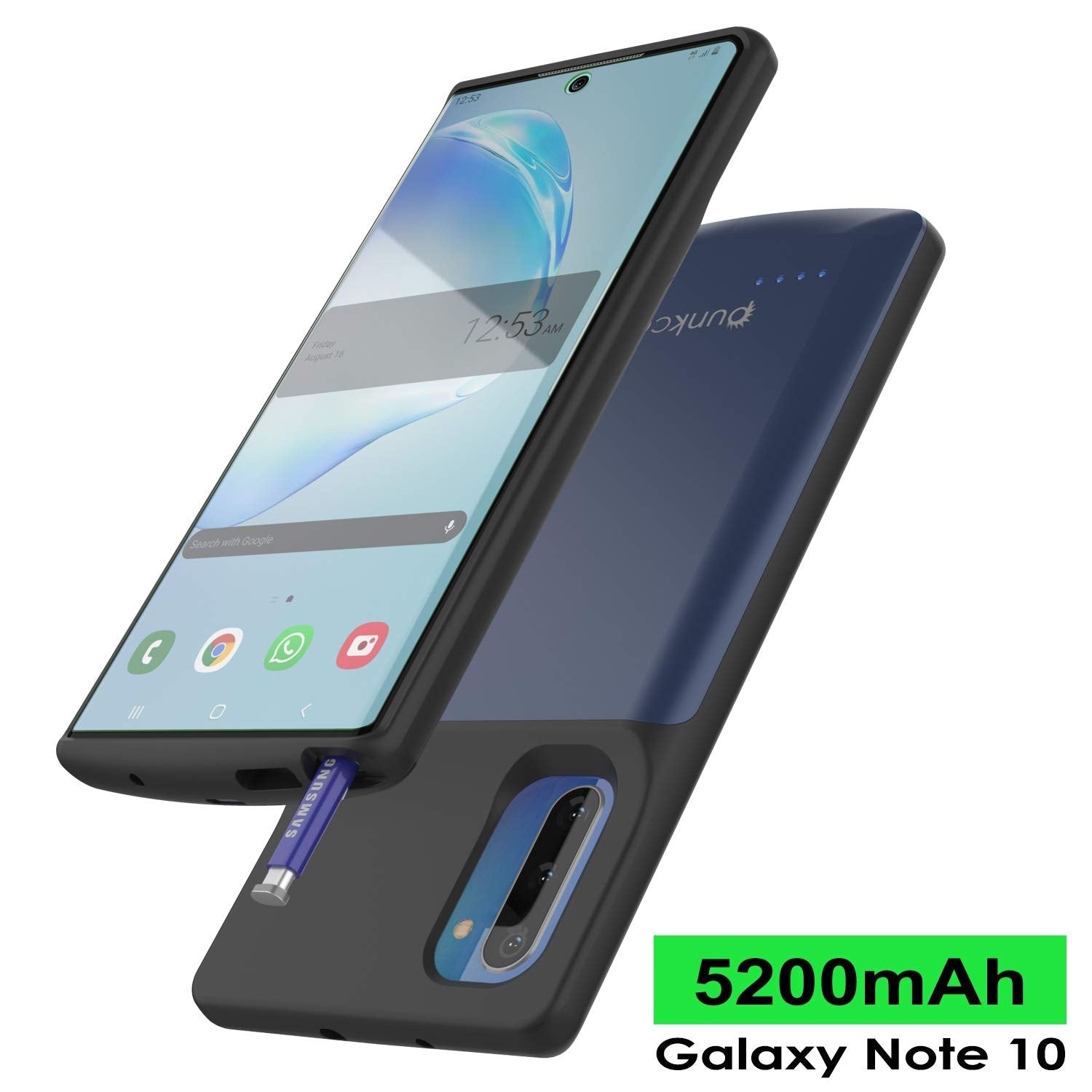 Carregador de bateria Galaxy Note 10 5200mAH com porta USB - Capa fina [Azul]