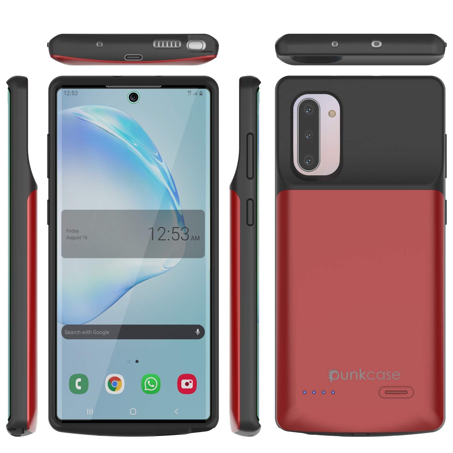 Carregador de bateria Galaxy Note 10 de 5200mAH com porta USB e estojo slim [vermelho]