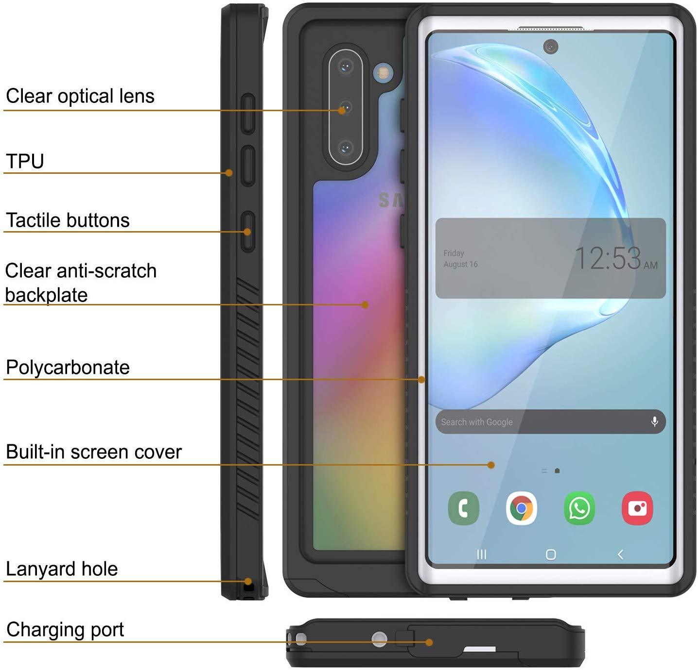 Capa Galaxy Note 10, Punkcase [Série Extrema] Capa de Armadura com Protetor de Tela Integrado [Branco]