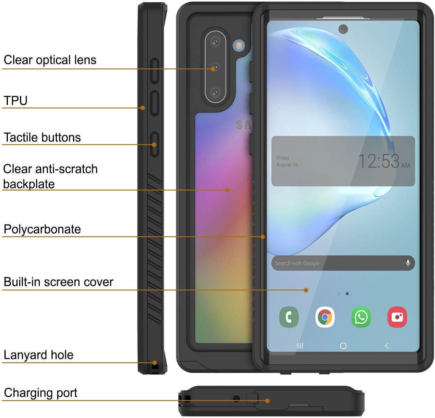 Capa Galaxy Note 10, Punkcase [Série Extrema] Capa de Armadura com Protetor de Tela Embutido [Preto]